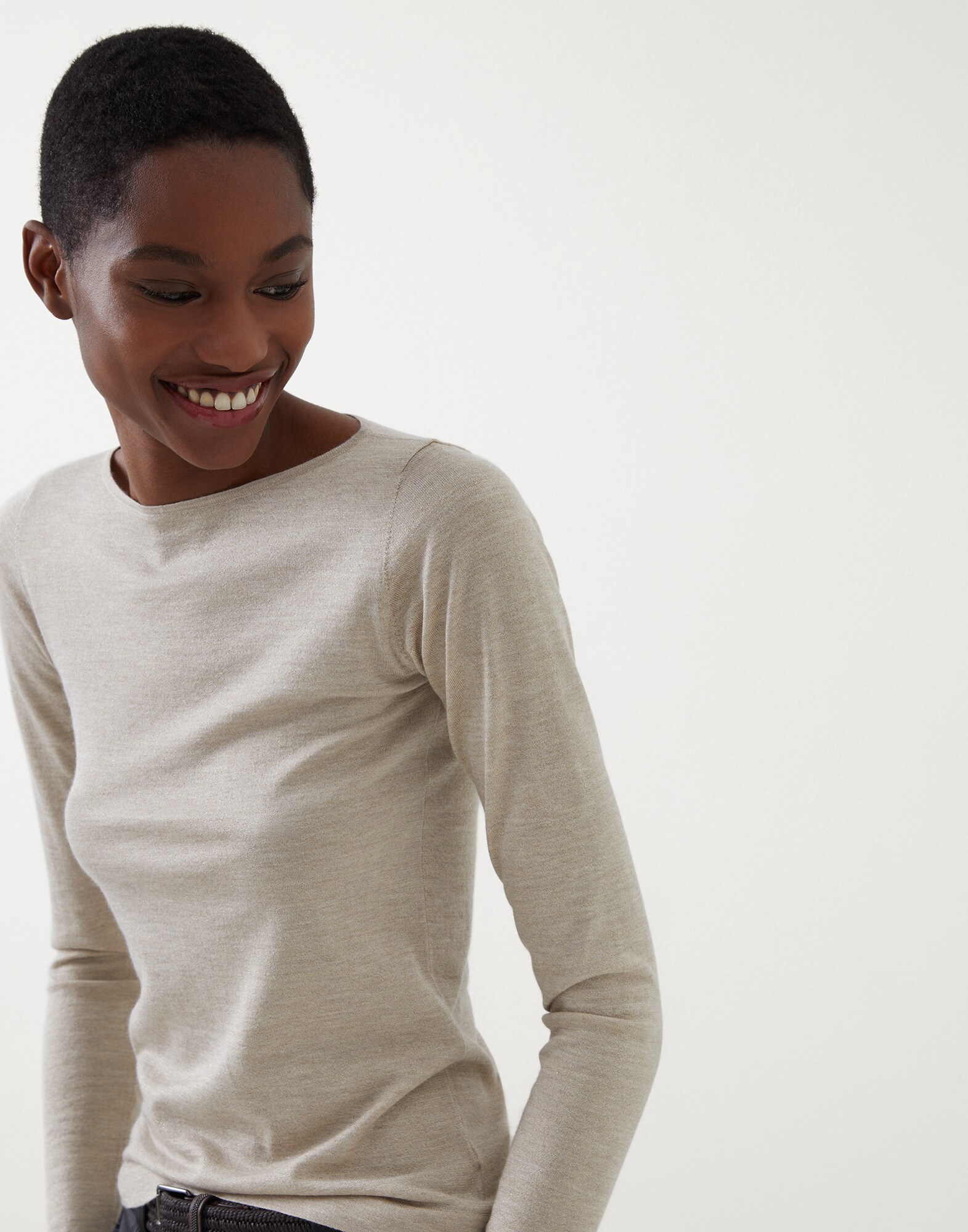 Pullover aus Kaschmir und Seide Sandbeige Damen - Brunello Cucinelli