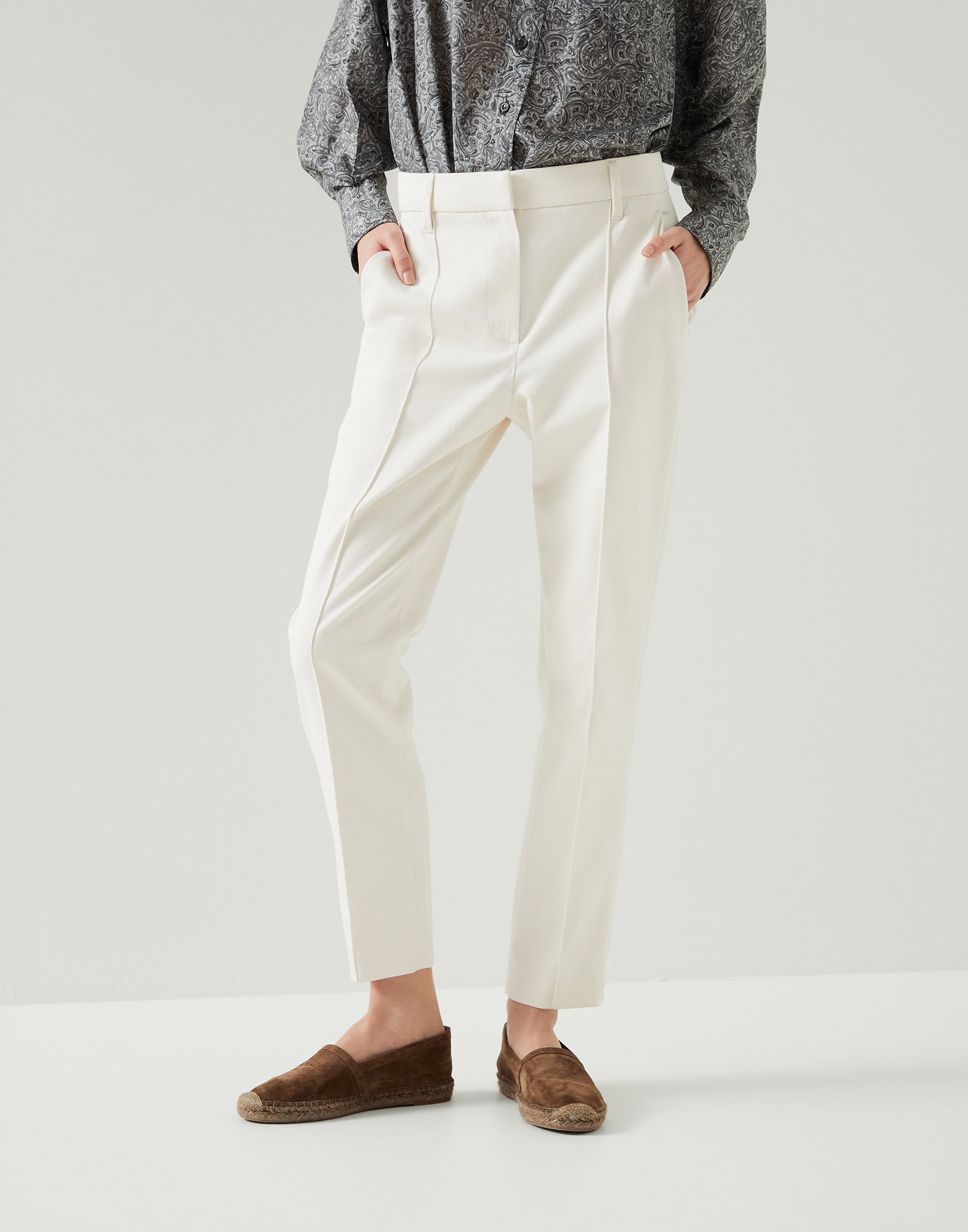 Cotton trousers Butter Woman - Brunello Cucinelli