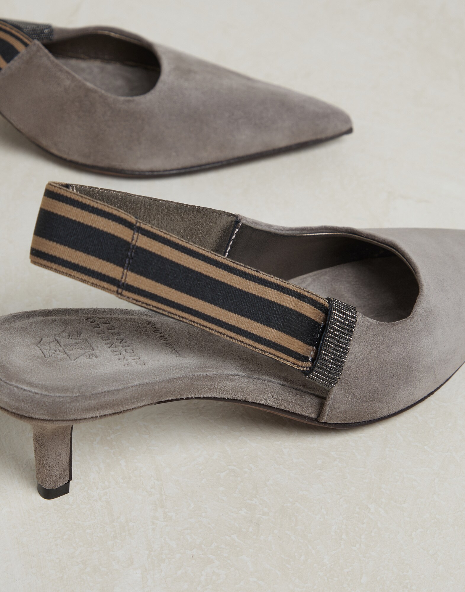 Heels with monili Dark Grey Woman - Brunello Cucinelli