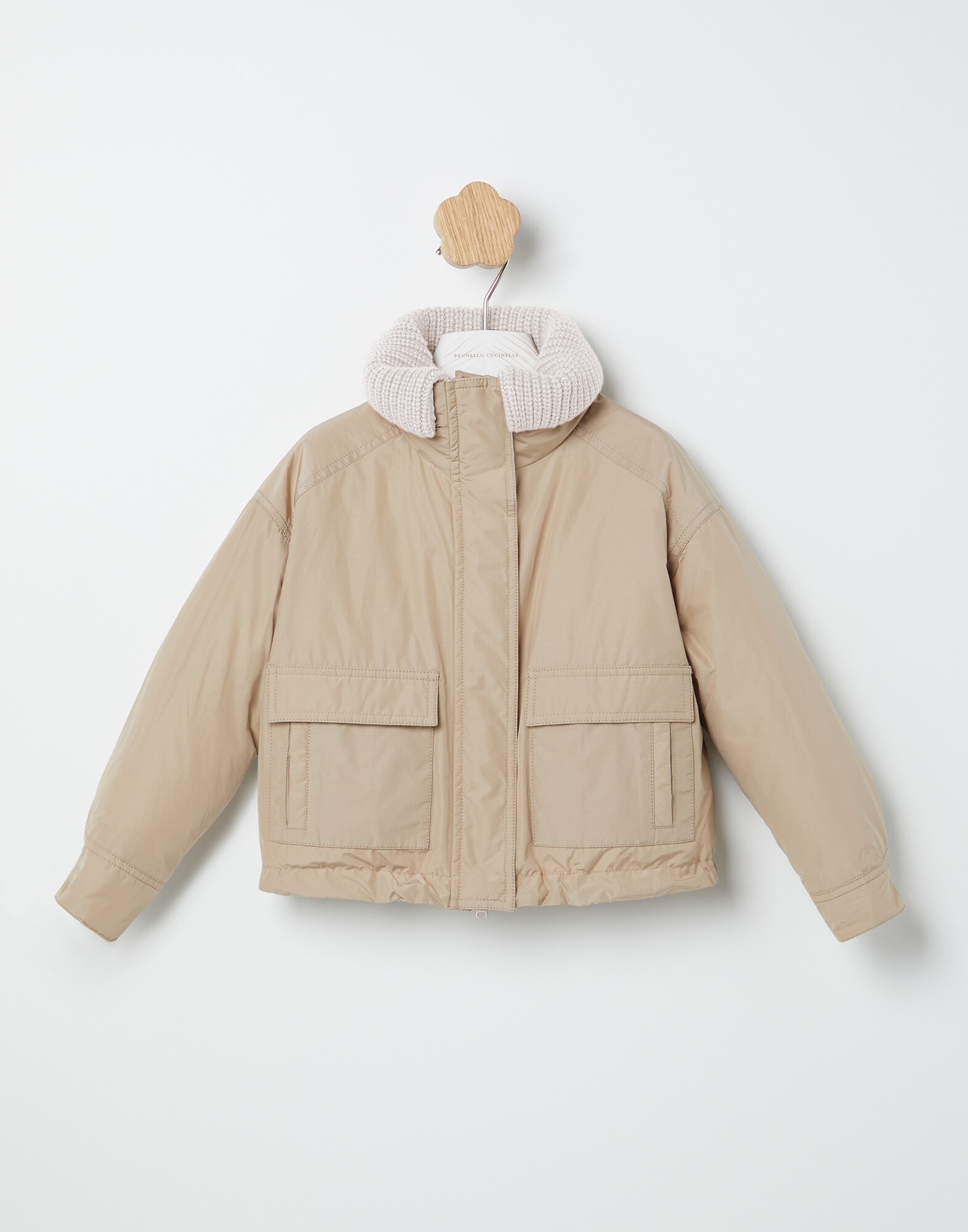 Daunenjacke aus Taft Haselnuss Mädchen - Brunello Cucinelli