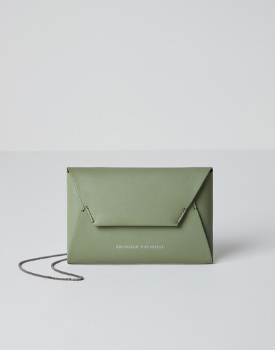 Tasche aus mattem Kalbsleder und Monili Grün Damen - Brunello Cucinelli 