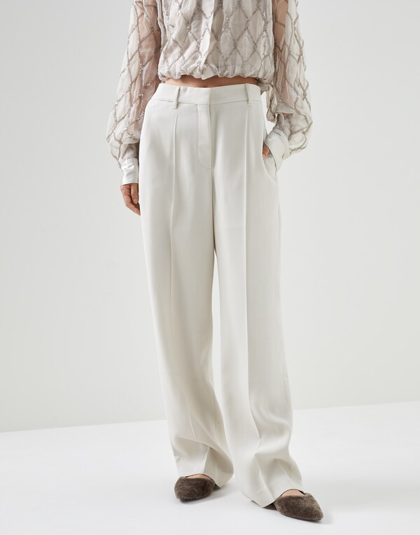 Loose tailored trousers Milk Woman - Brunello Cucinelli 