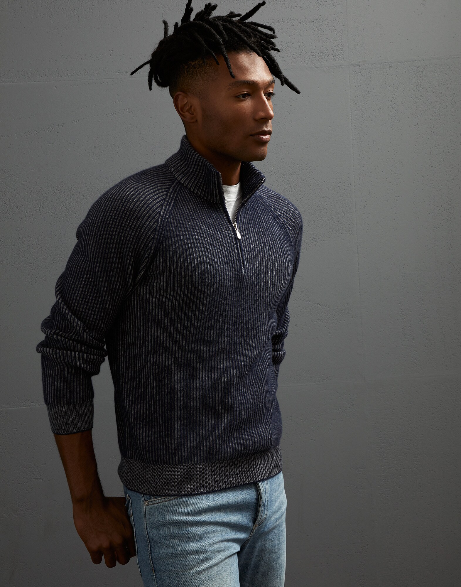 Maglia vanisé Marine Uomo - Brunello Cucinelli
