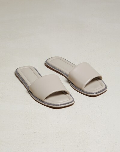 Slides with monili Buff Woman - Brunello Cucinelli