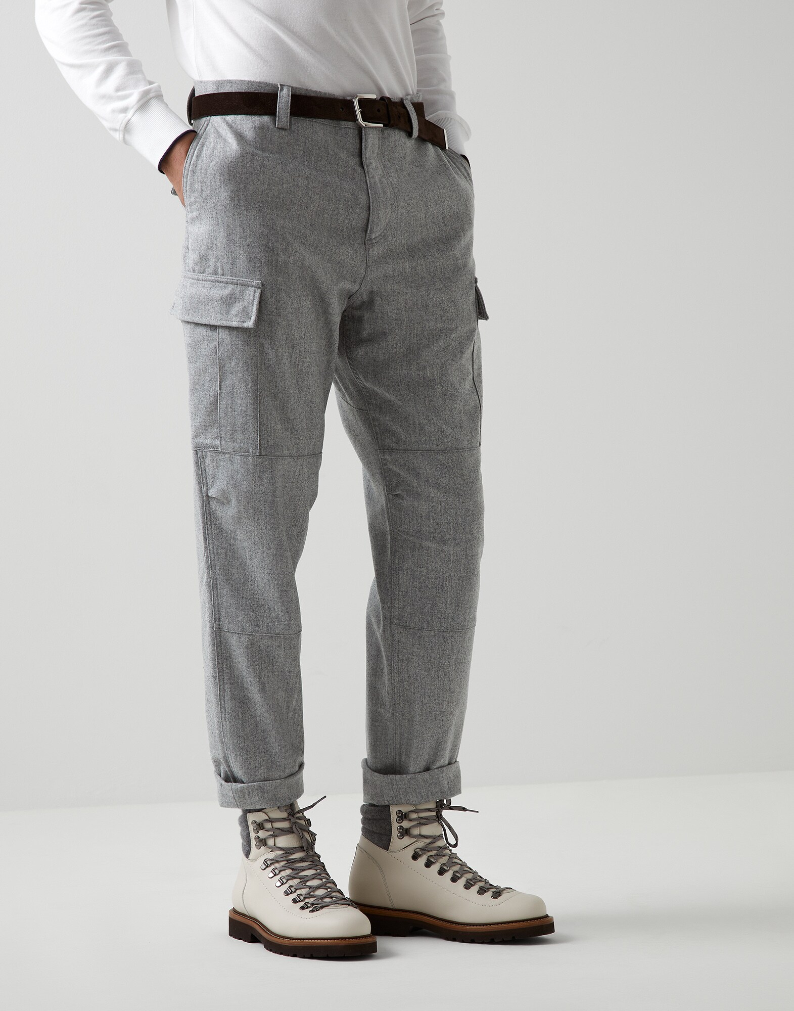 Pantalon easy fit Gris Perle Homme - Brunello Cucinelli