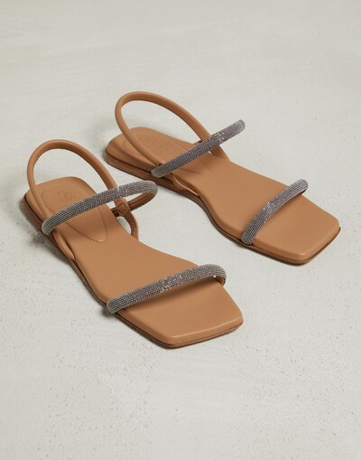 Sandalen aus Kalbsleder Sandbeige Damen - Brunello Cucinelli 