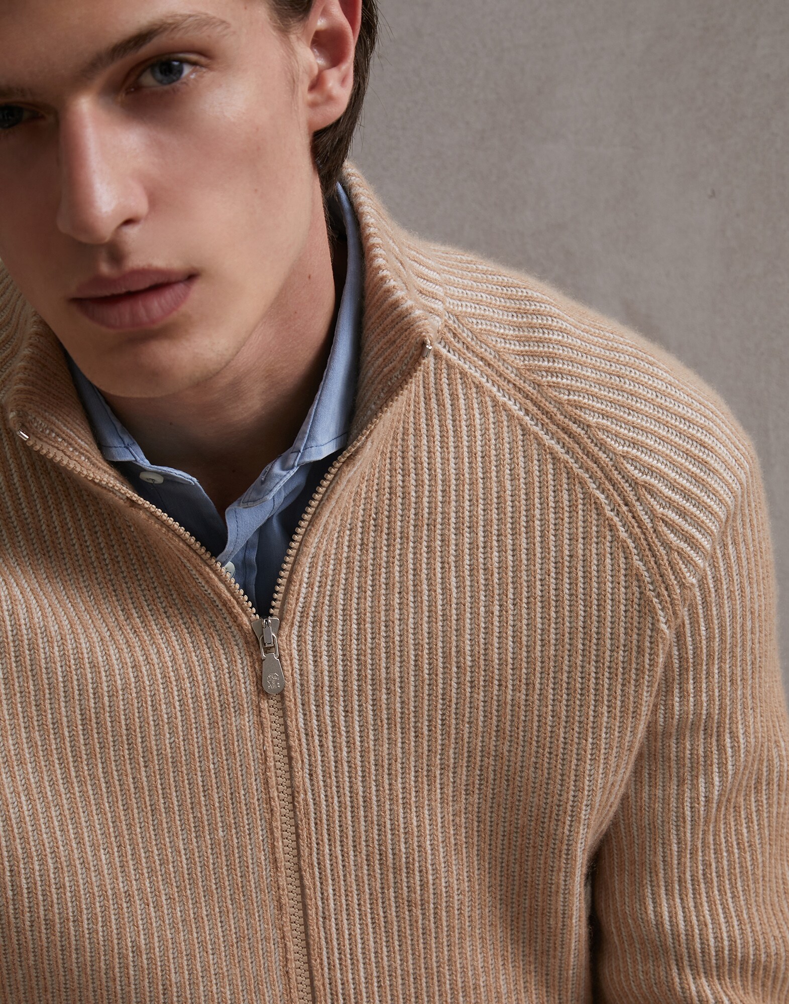 Cardigan mit Reißverschluss Biskuit Herren 1 - Brunello Cucinelli