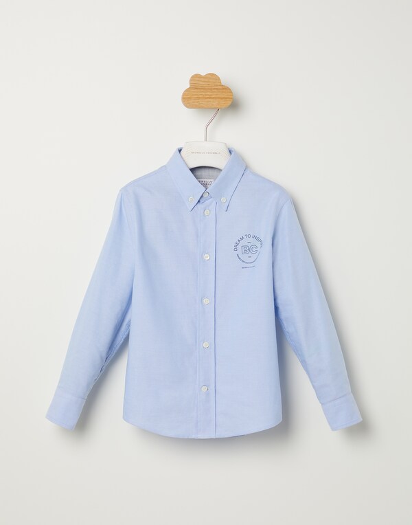Рубашка из ткани Оксфорд Темно-Синий Мальчики - Brunello Cucinelli 