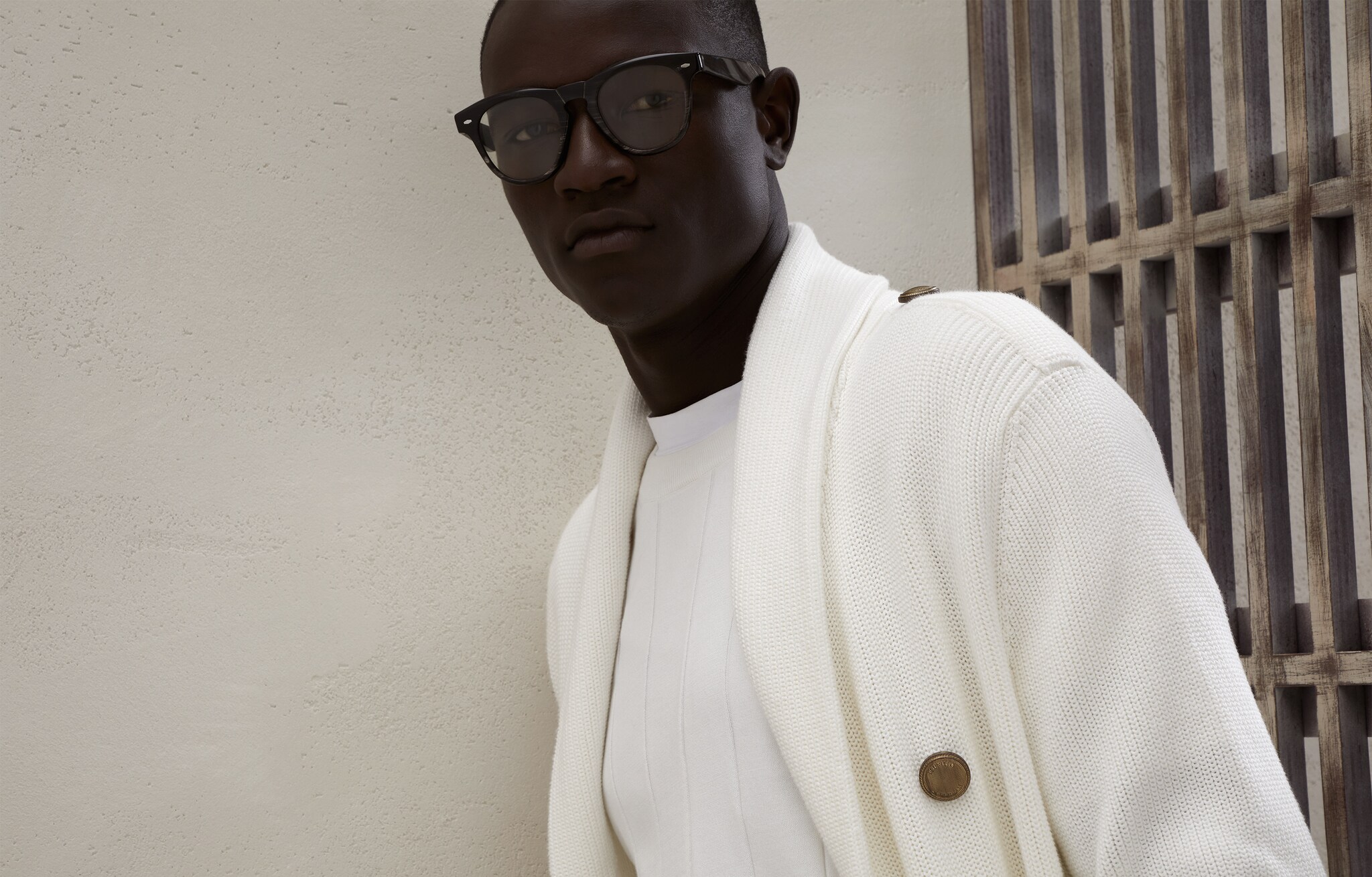 Half English Rib knit cardigan Panama Man - Brunello Cucinelli
