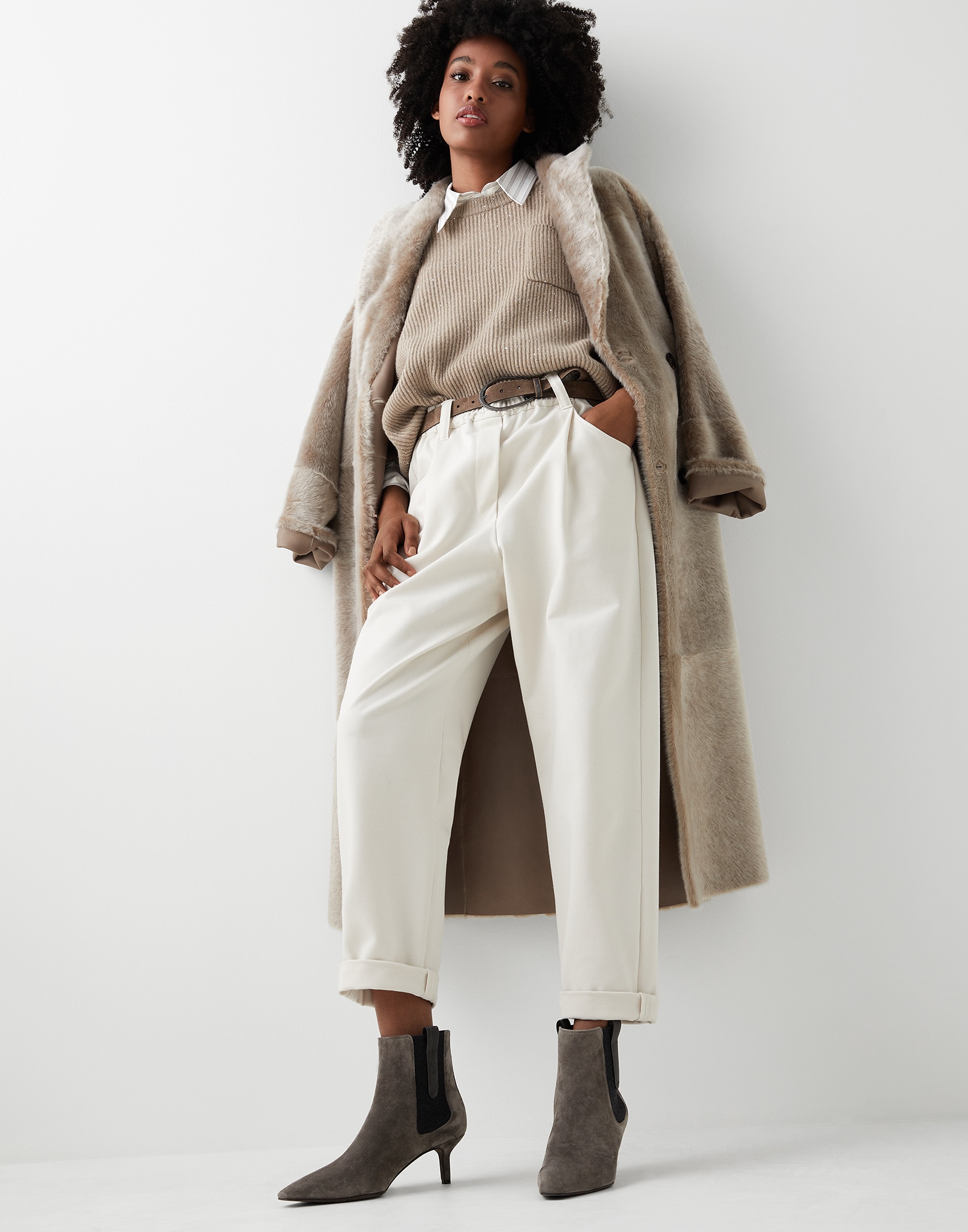 Suede heeled boots Slate Woman - Brunello Cucinelli