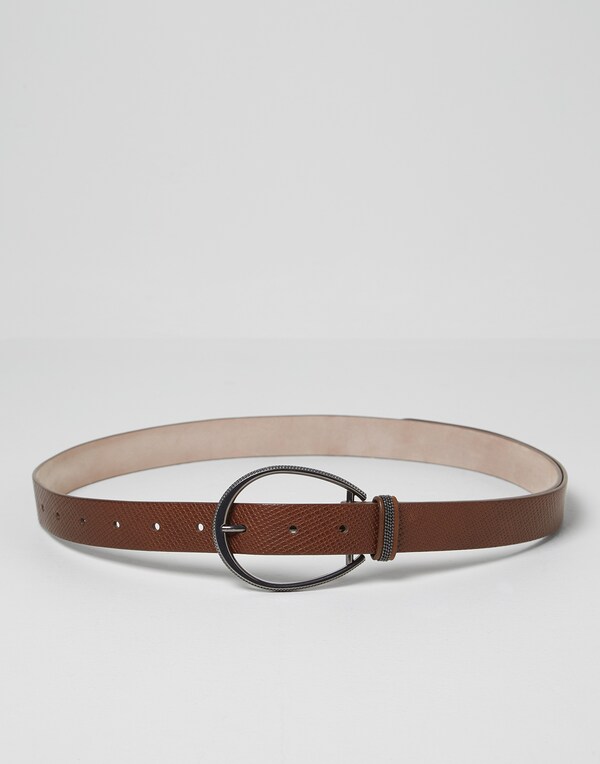 Leather and monili belt Brown Woman - Brunello Cucinelli 