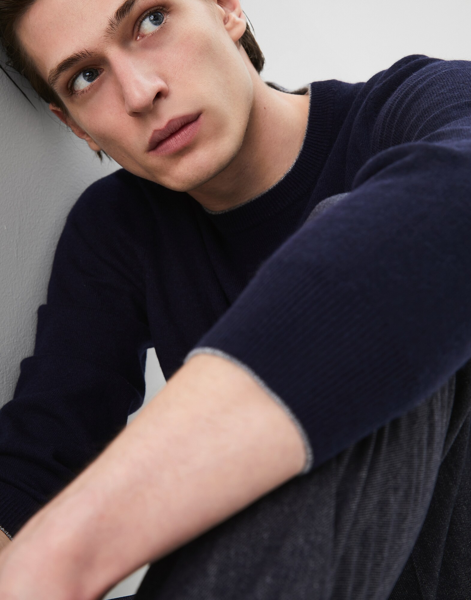 Pullover mit Rundhalsausschnitt Navy-Blau Herren 2 - Brunello Cucinelli