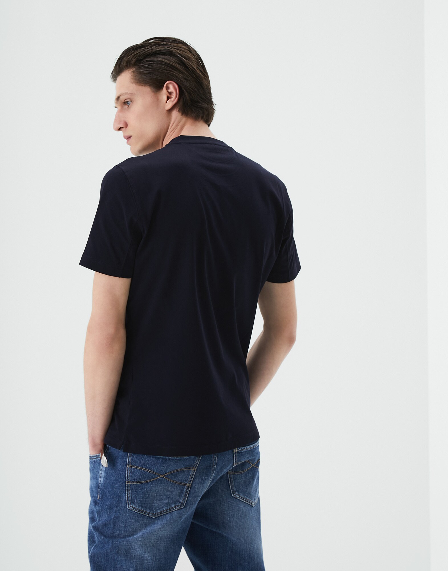 T-Shirt Manches Courtes Bleu Marine Homme 2 - Brunello Cucinelli