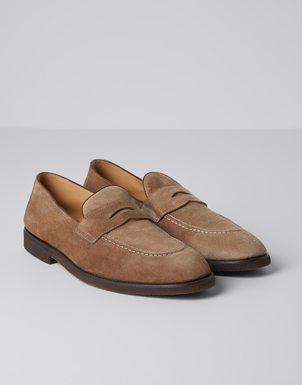 Penny loafers with natural rubber sole Beige Man - Brunello Cucinelli
