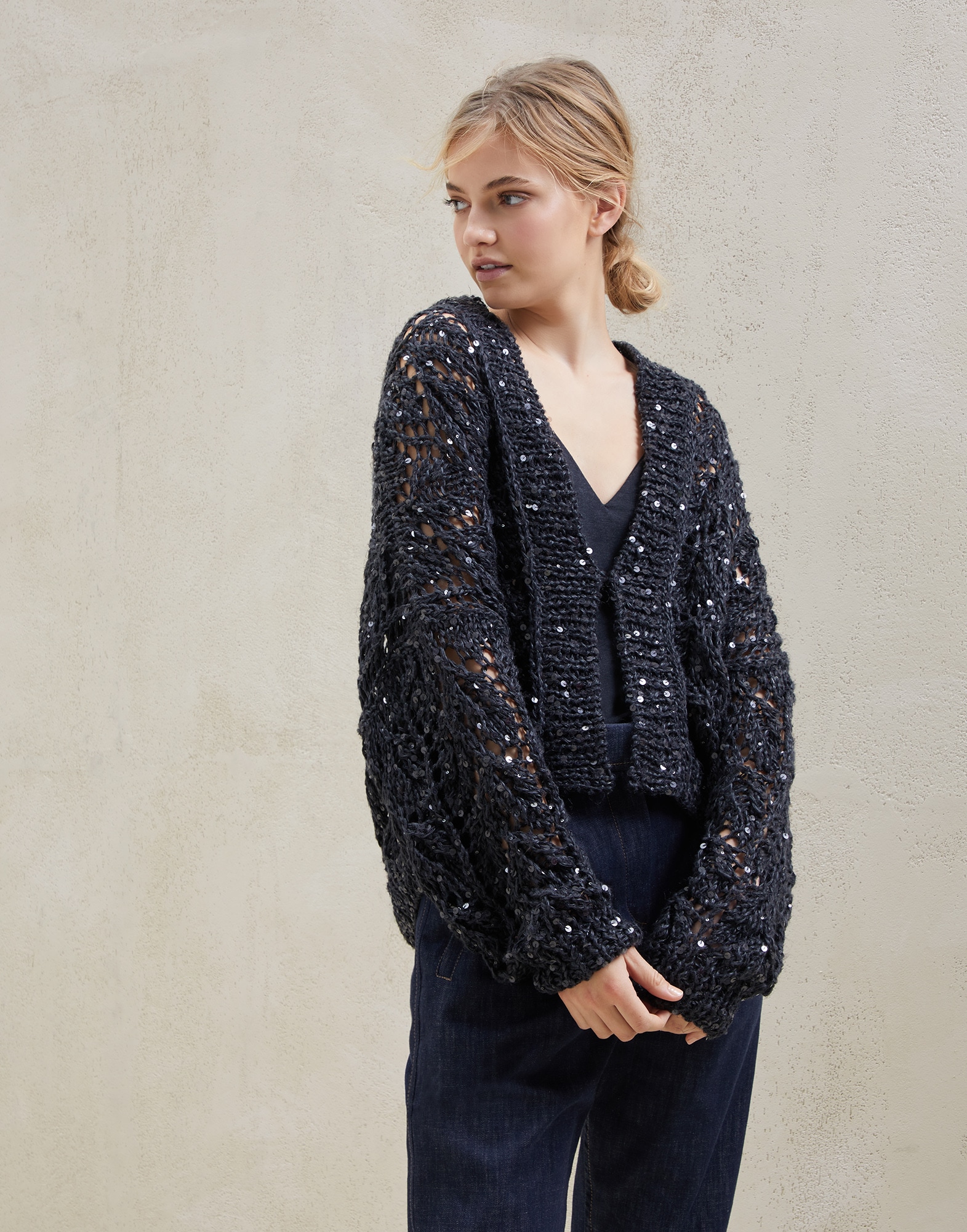Cardigan OPERA Gris Foncé Femme - Brunello Cucinelli