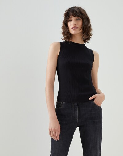 Ribbed jersey top Black Woman -
                        Brunello Cucinelli
                    