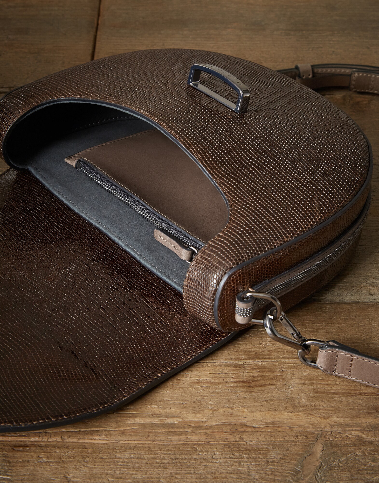 Sac à Bandoulière Brun Foncé Femme 3 - Brunello Cucinelli