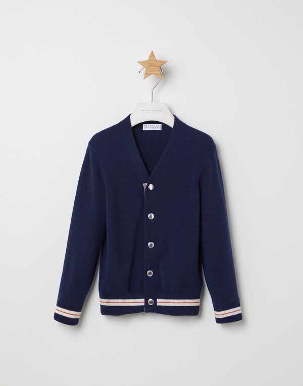 Wool, cashmere and silk cardigan Marine Blue Boy - Brunello Cucinelli 
