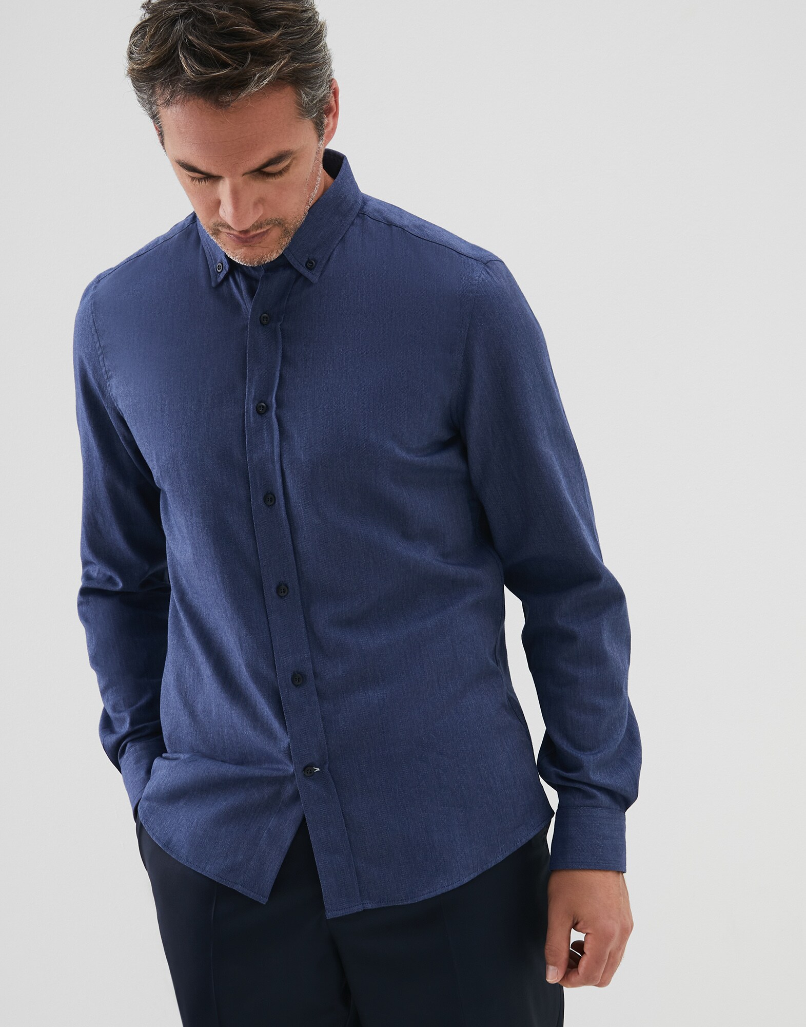 Button Down Shirt Denim Man 1 - Brunello Cucinelli