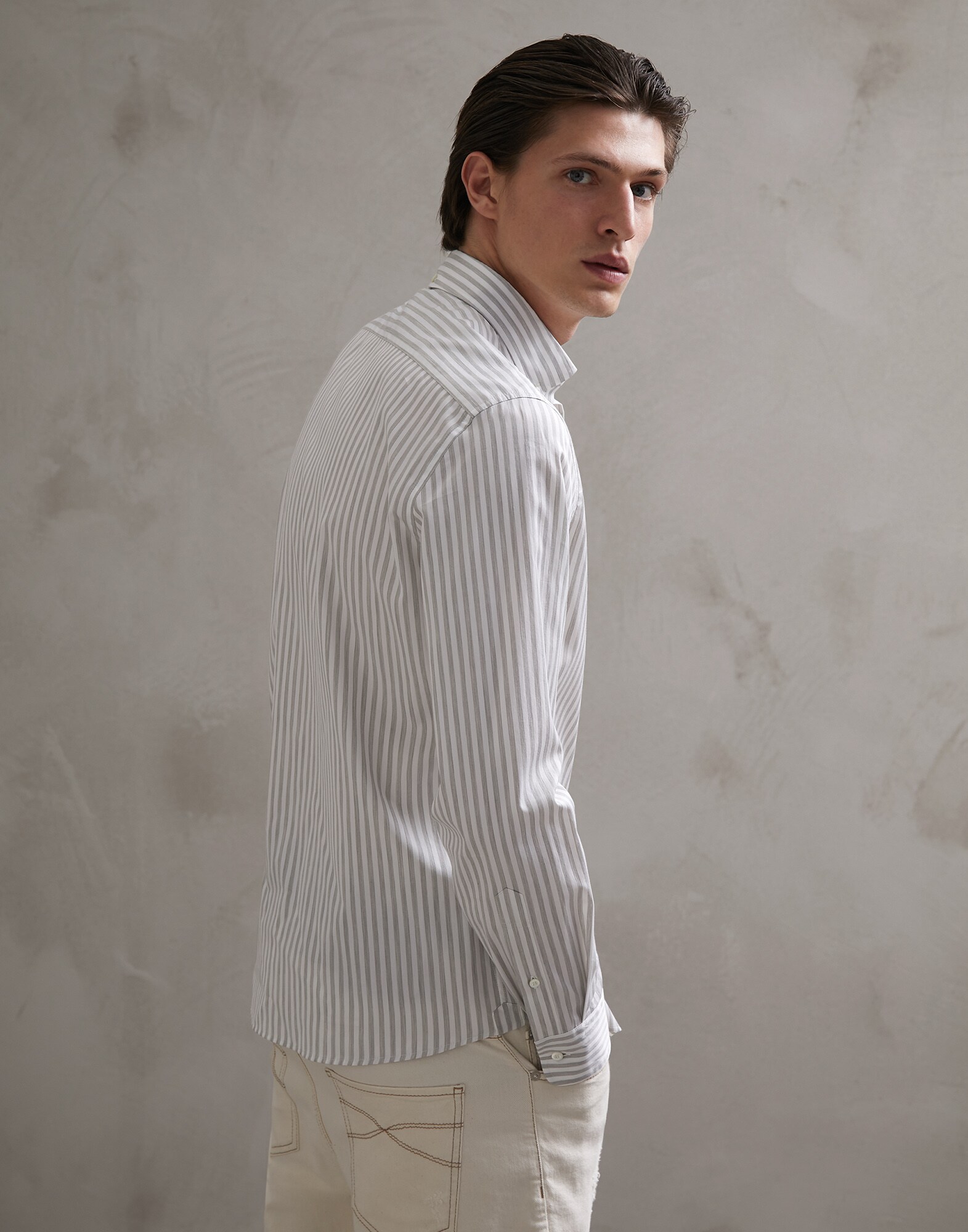 Button-Down-Hemd Hellgrau Herren 2 - Brunello Cucinelli
