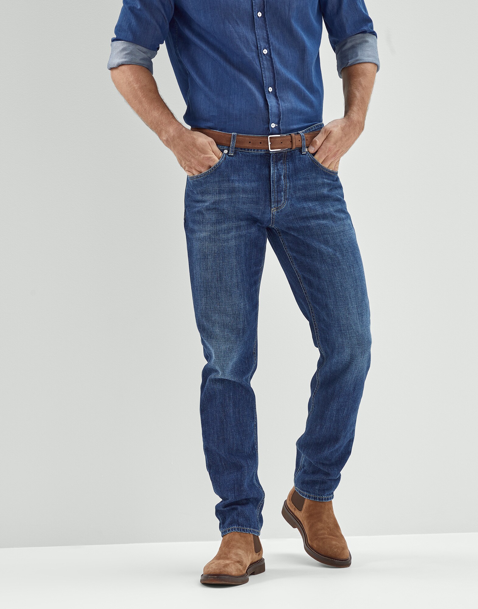 Herren Bekleidung Jeans Jeans mit Gerader Passform Brunello Cucinelli Denim Jeans in Blau für Herren 
