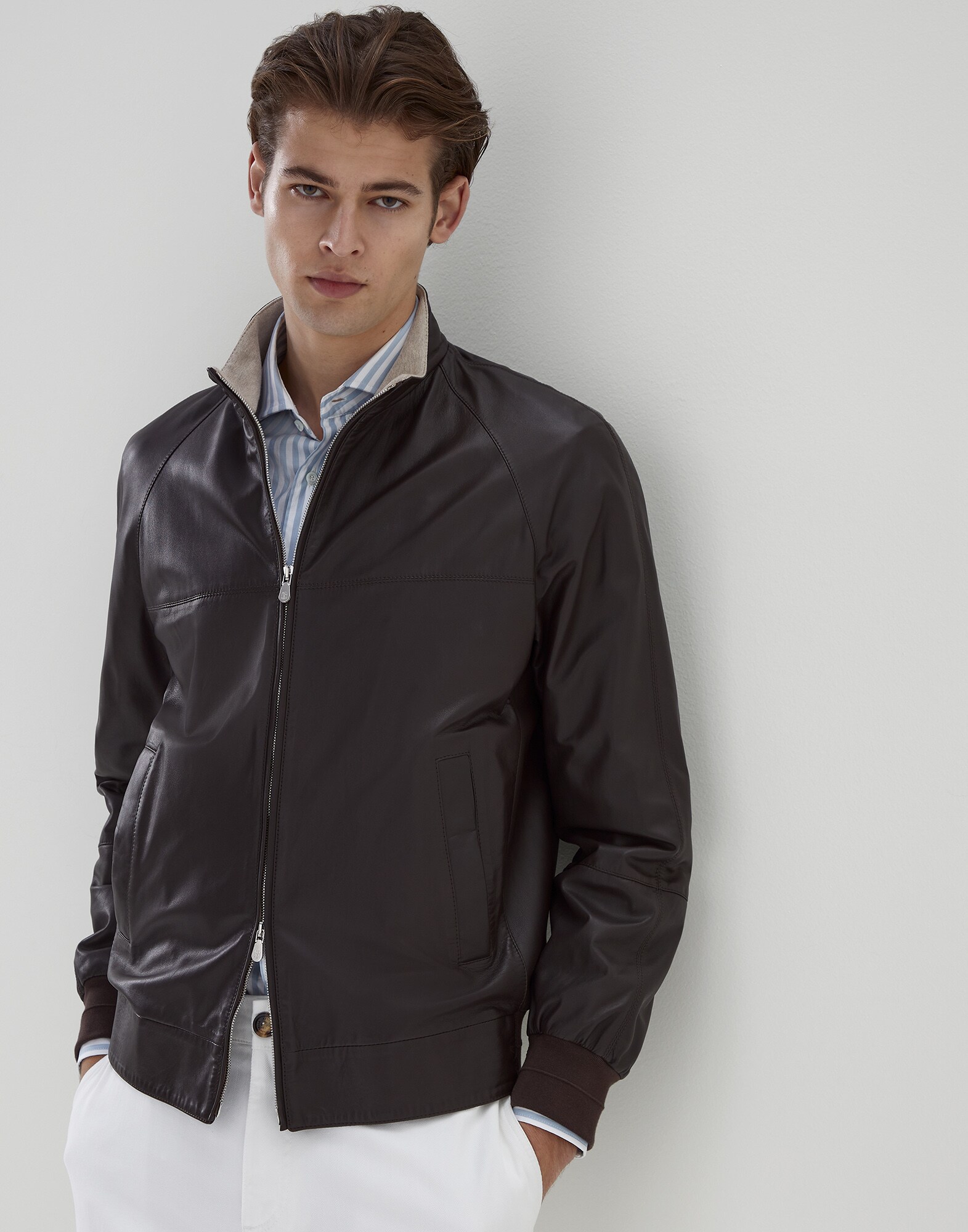 Blouson aus Nappaleder Rotbraun Herren - Brunello Cucinelli