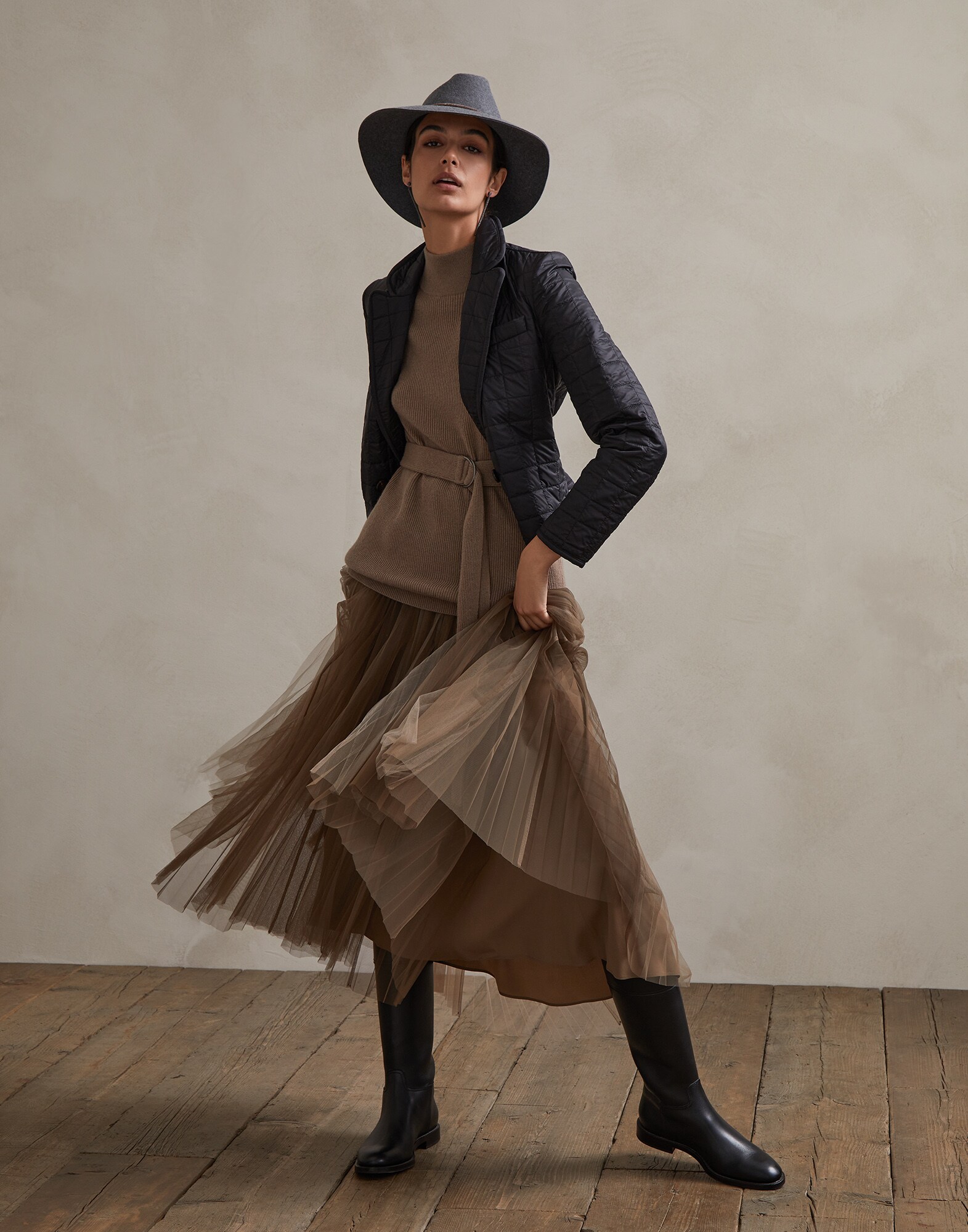 Midi Skirt Light Brown Woman 3 - Brunello Cucinelli