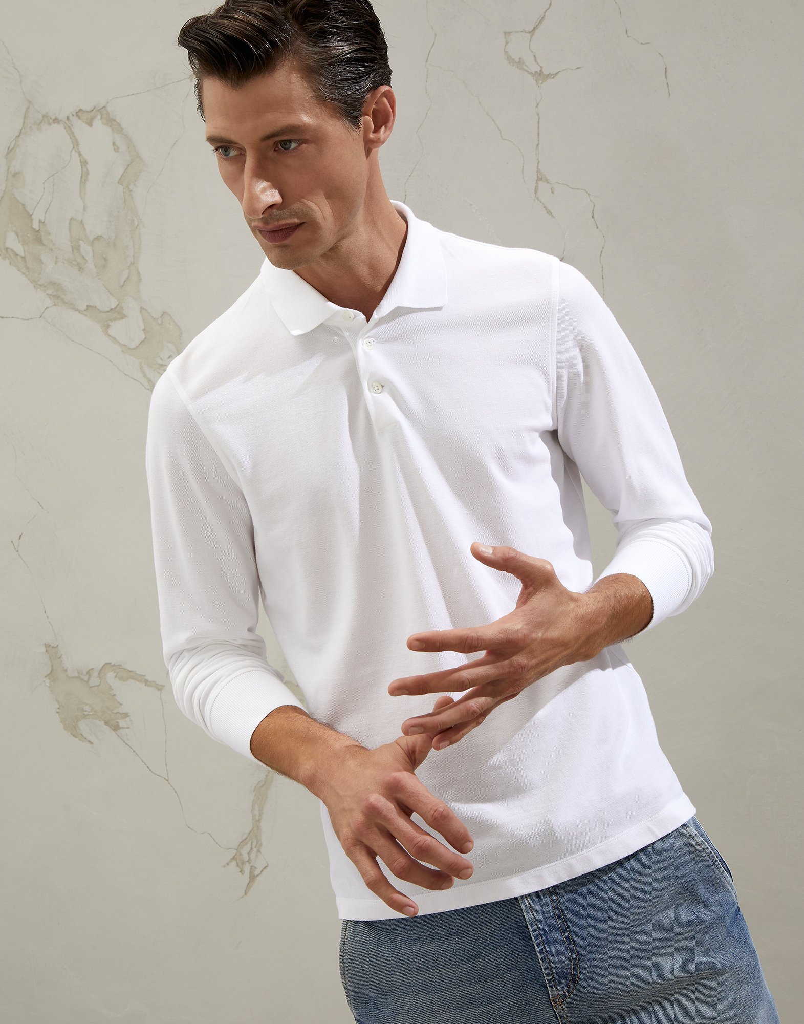 full button front polo shirt