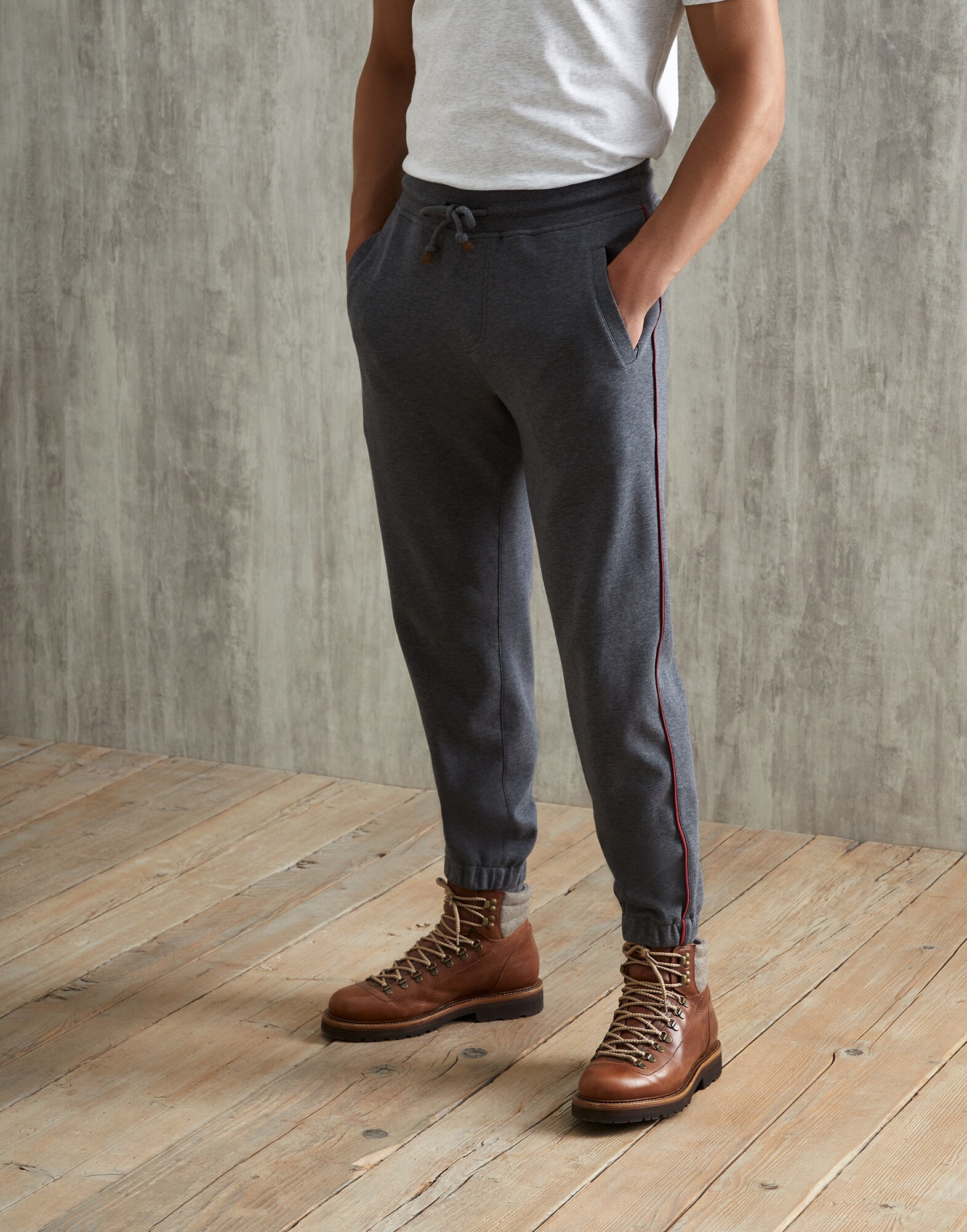 French terry trousers Lead Man - Brunello Cucinelli