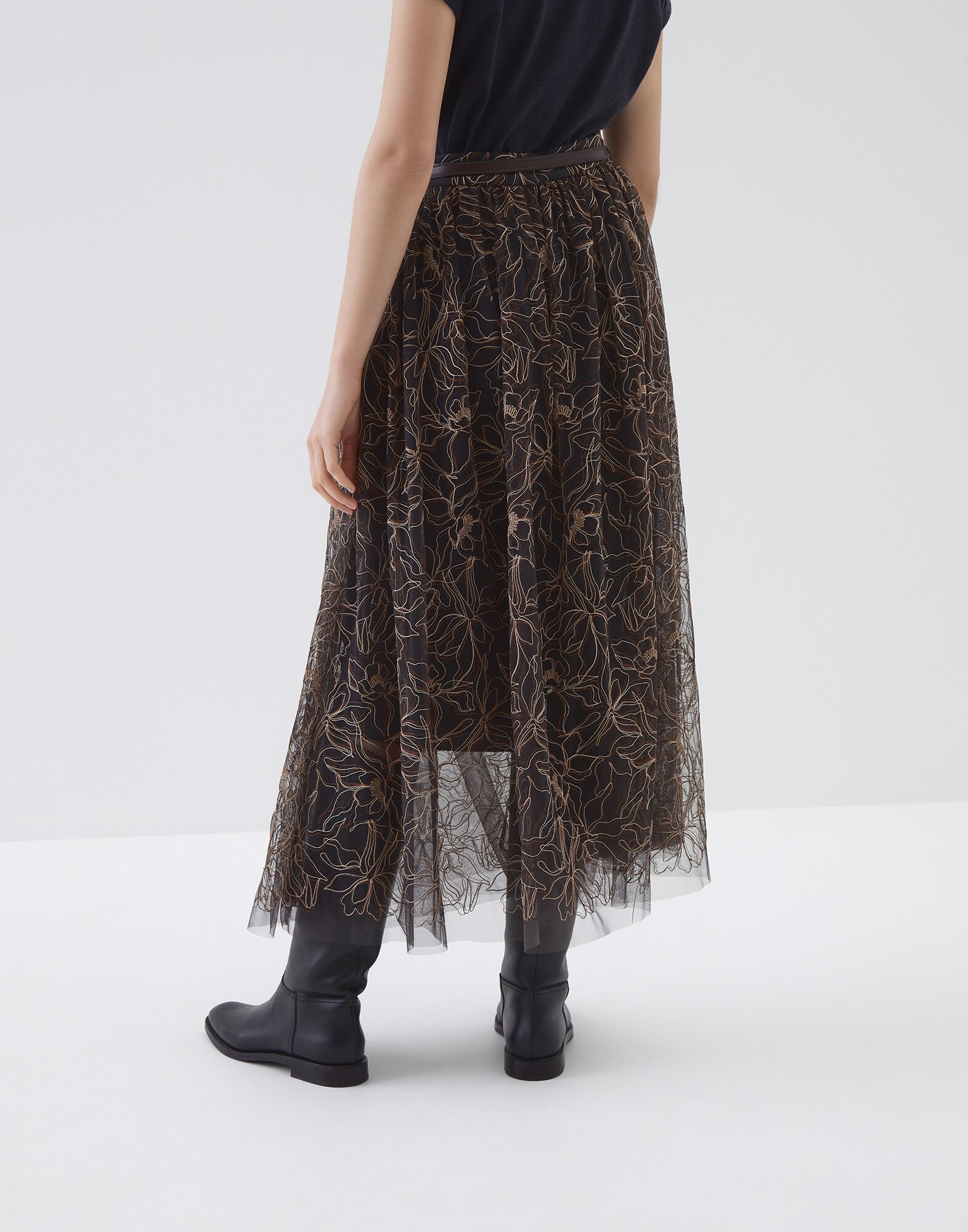 Midi Skirt Anthracite Woman 1 - Brunello Cucinelli