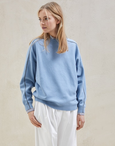 Wool, cashmere and silk sweater Sky Blue Woman - Brunello Cucinelli 