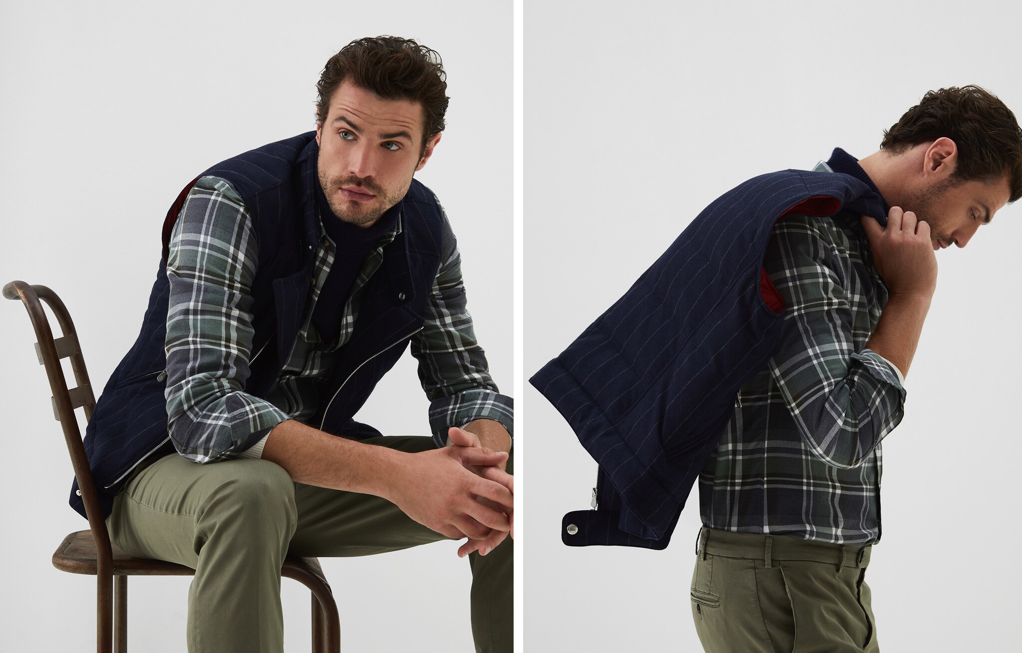 Down Sleeveless Jacket Navy Blue Man 5 - Brunello Cucinelli