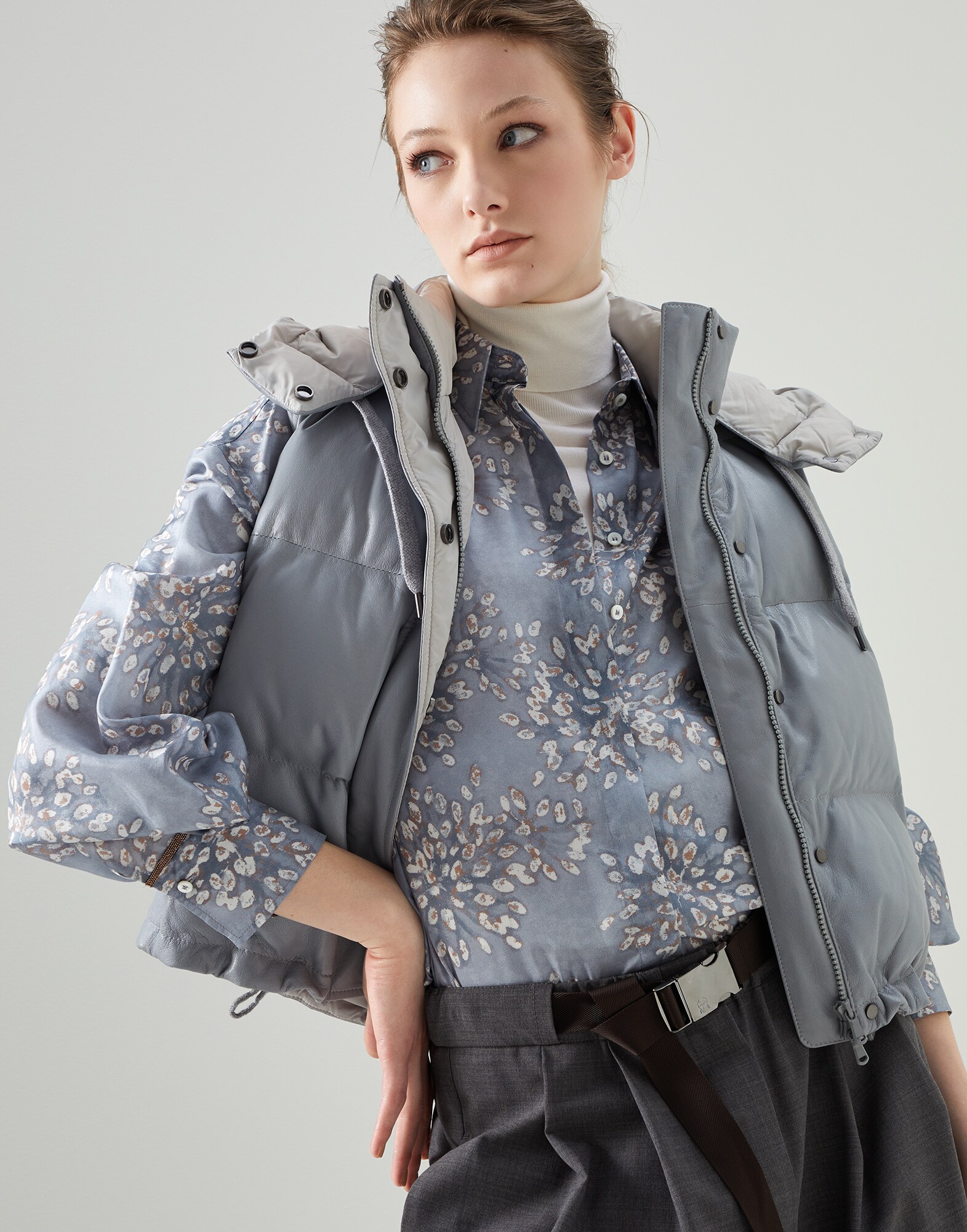 Doudoune sans manches en nappa Ash Blue Femme - Brunello Cucinelli