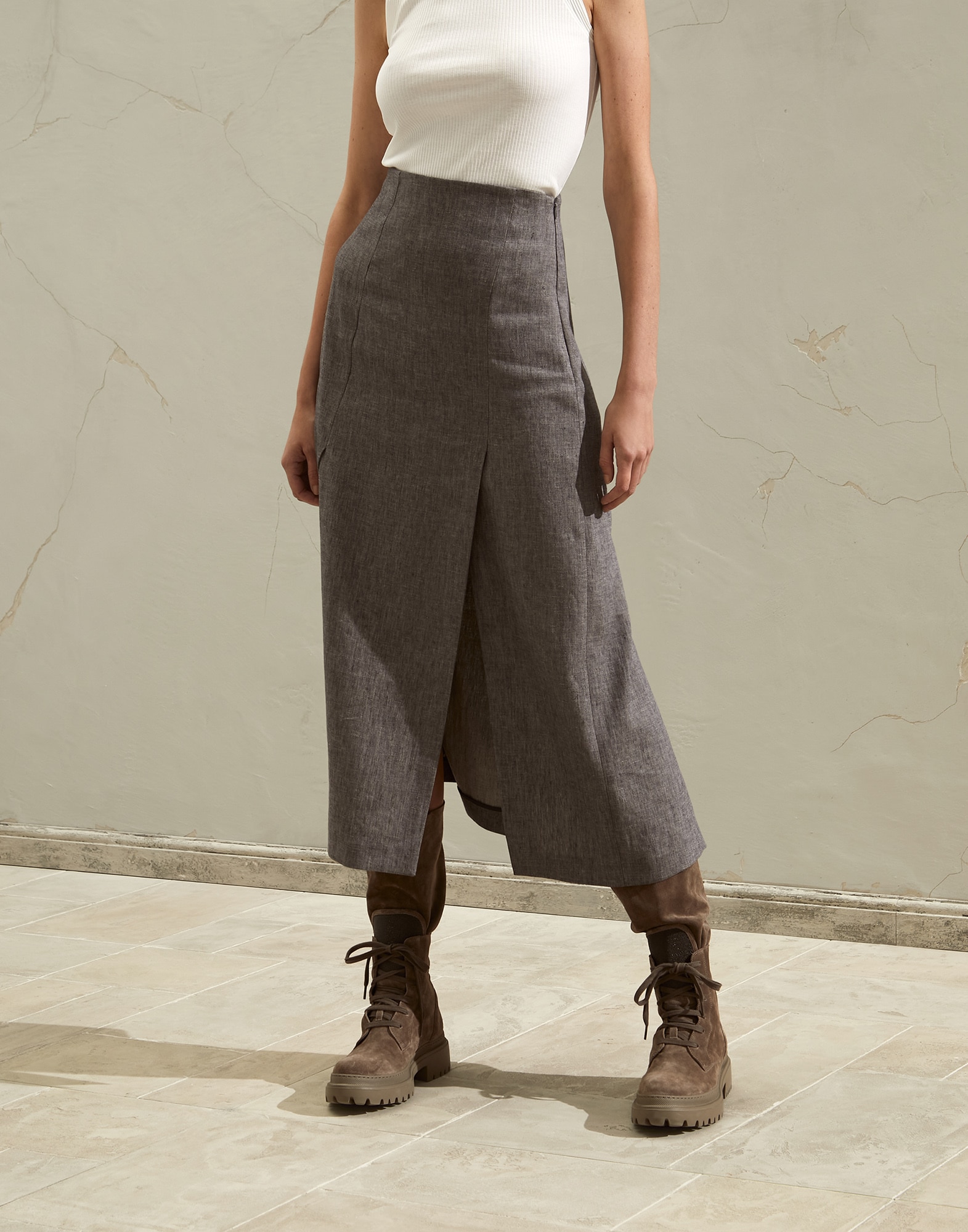 Falda Gris Medio Mujer - Brunello Cucinelli