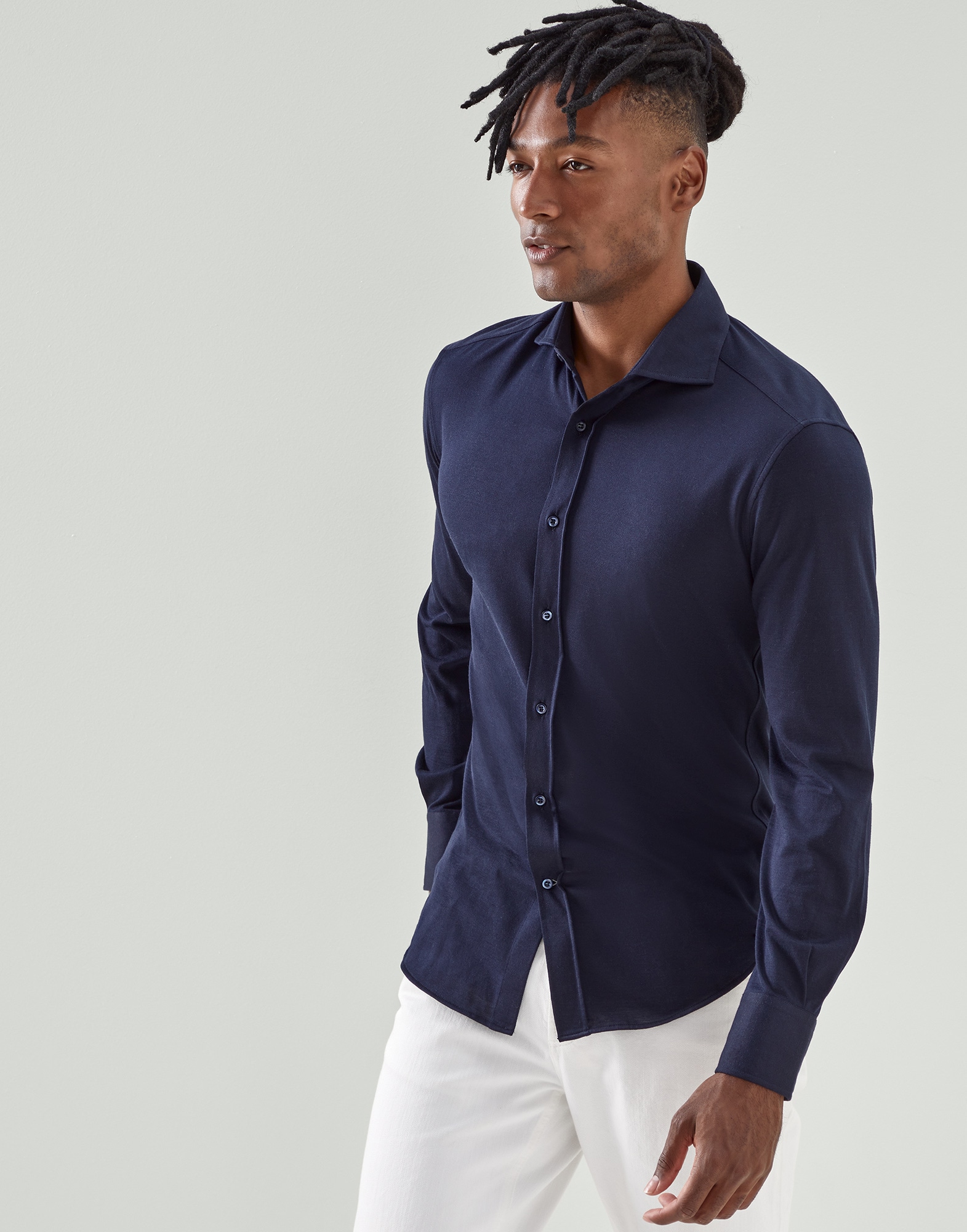 Brunello Cucinelli Western Shirt Leisure-Fit Size Large Blue 02SH0202 $795 