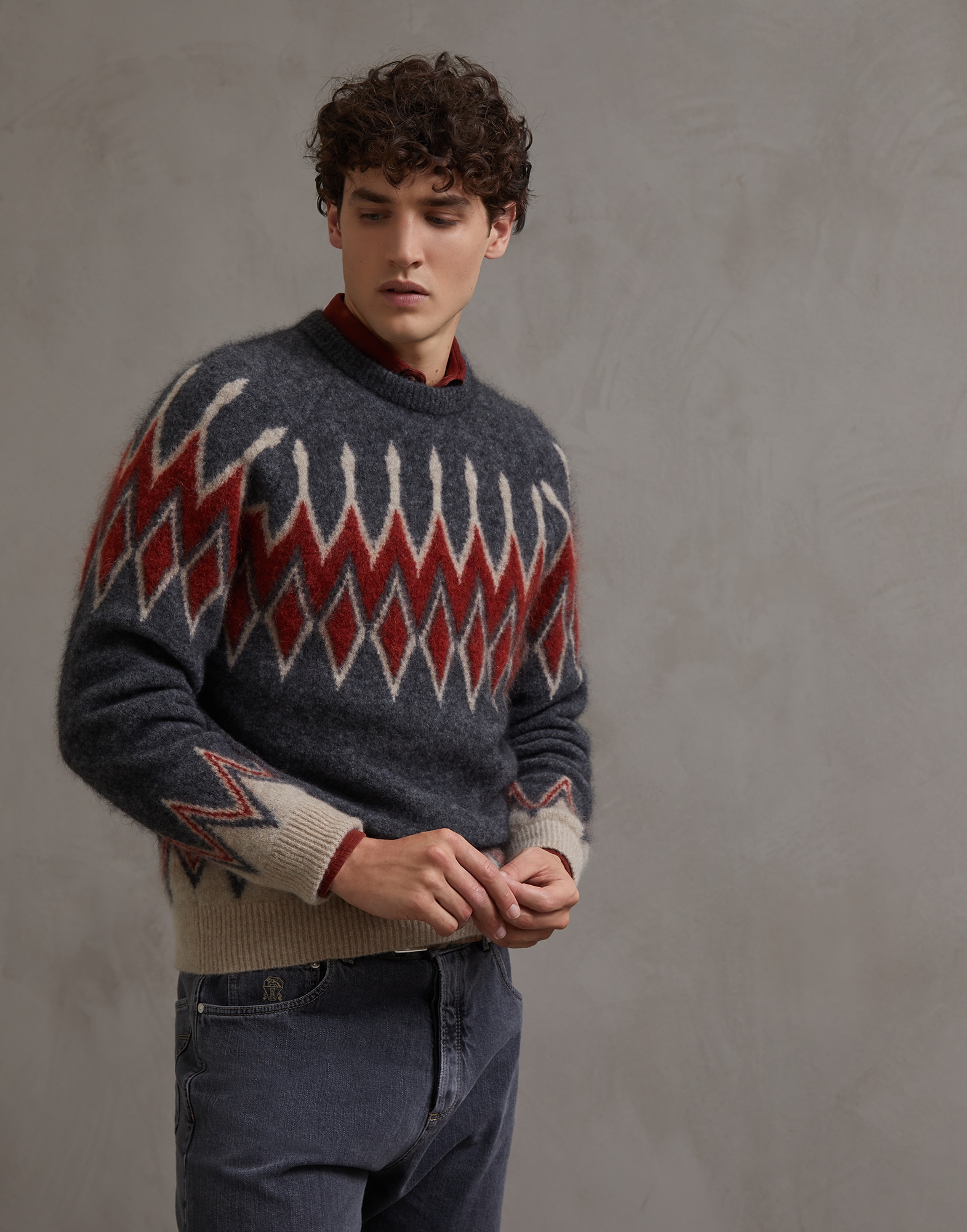 Mohair and wool sweater (202M2O501100) for Man | Brunello Cucinelli