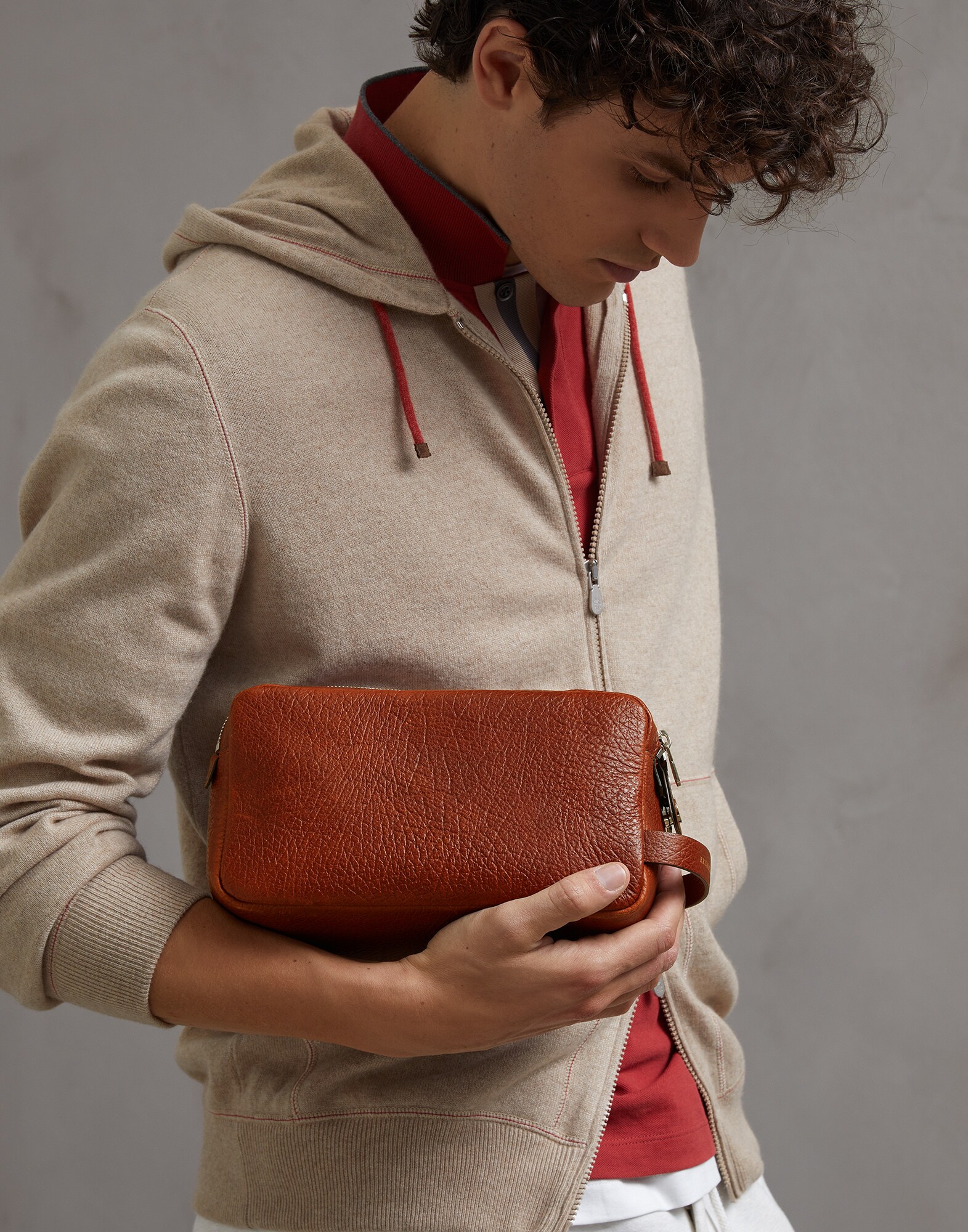 化粧ポーチ コニャック メンズ 3 - Brunello Cucinelli