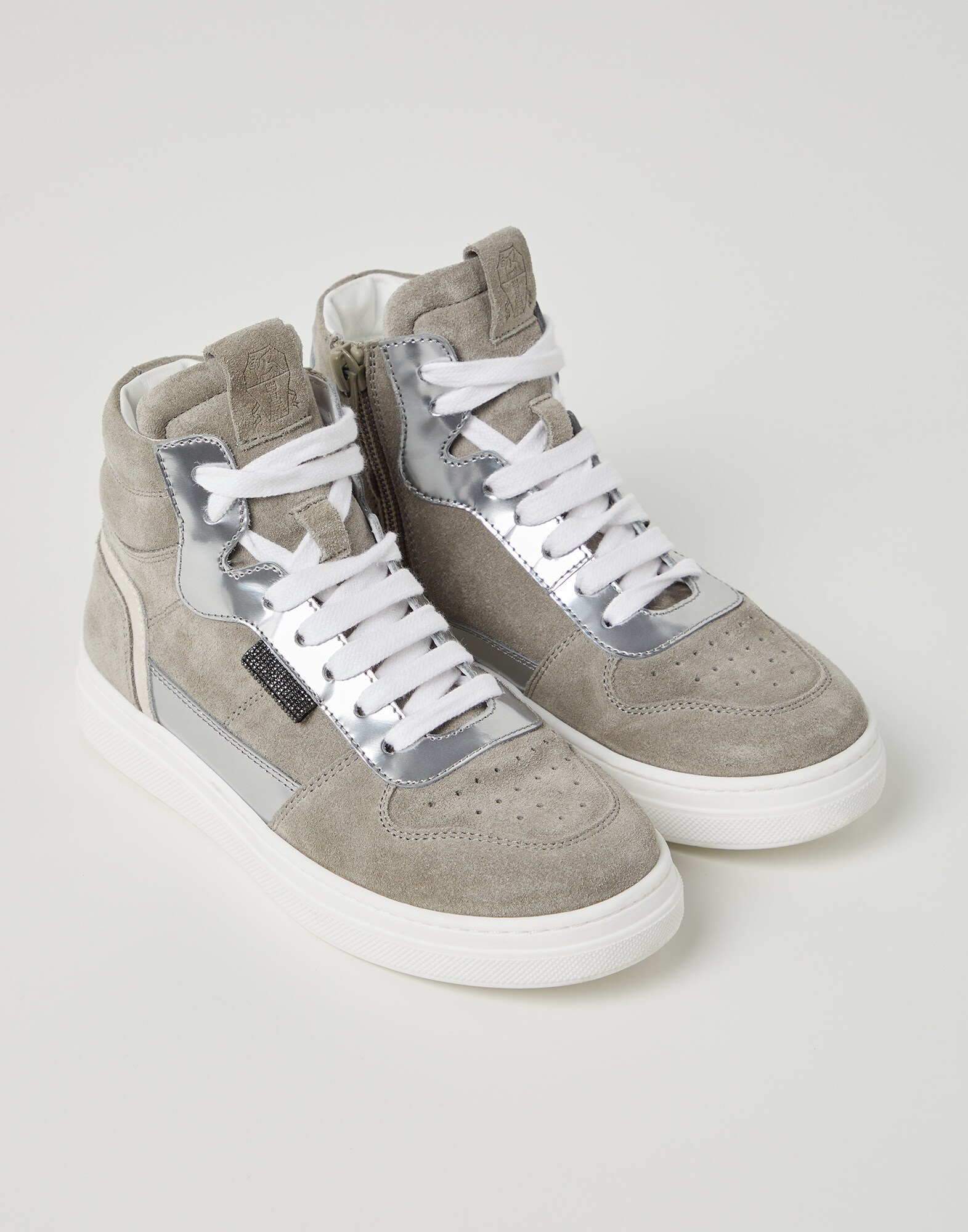 Suede and calfskin sneakers