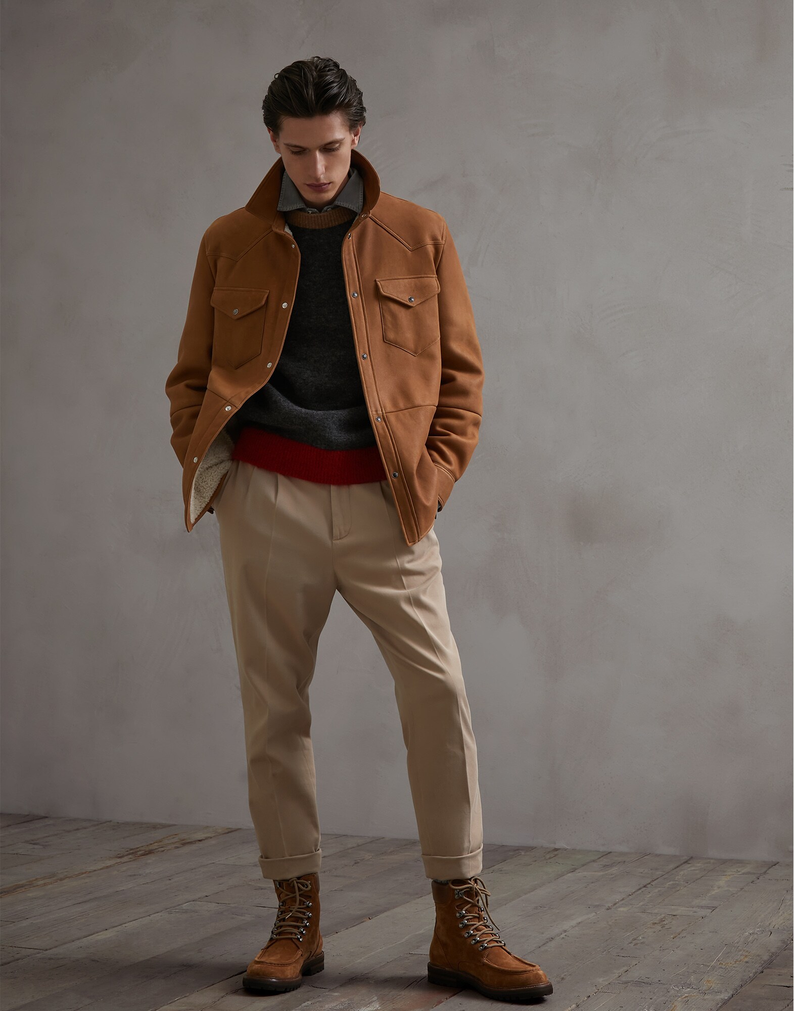 Crewneck Sweater Lead Man 3 - Brunello Cucinelli