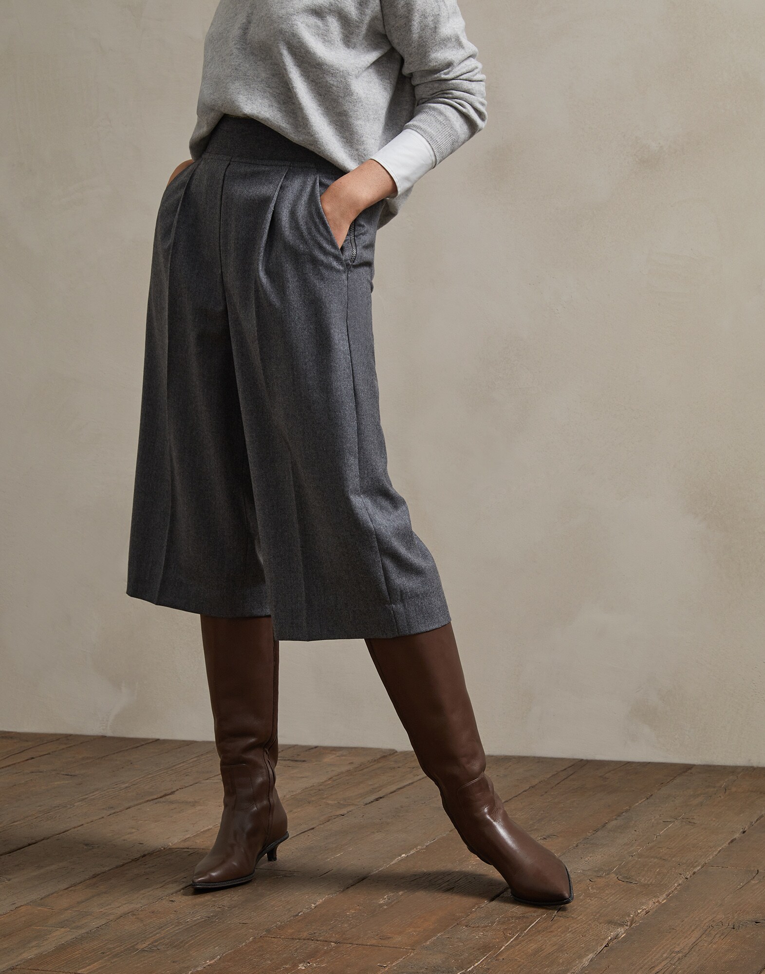 Bermudas Gris Medio Mujer 0 - Brunello Cucinelli