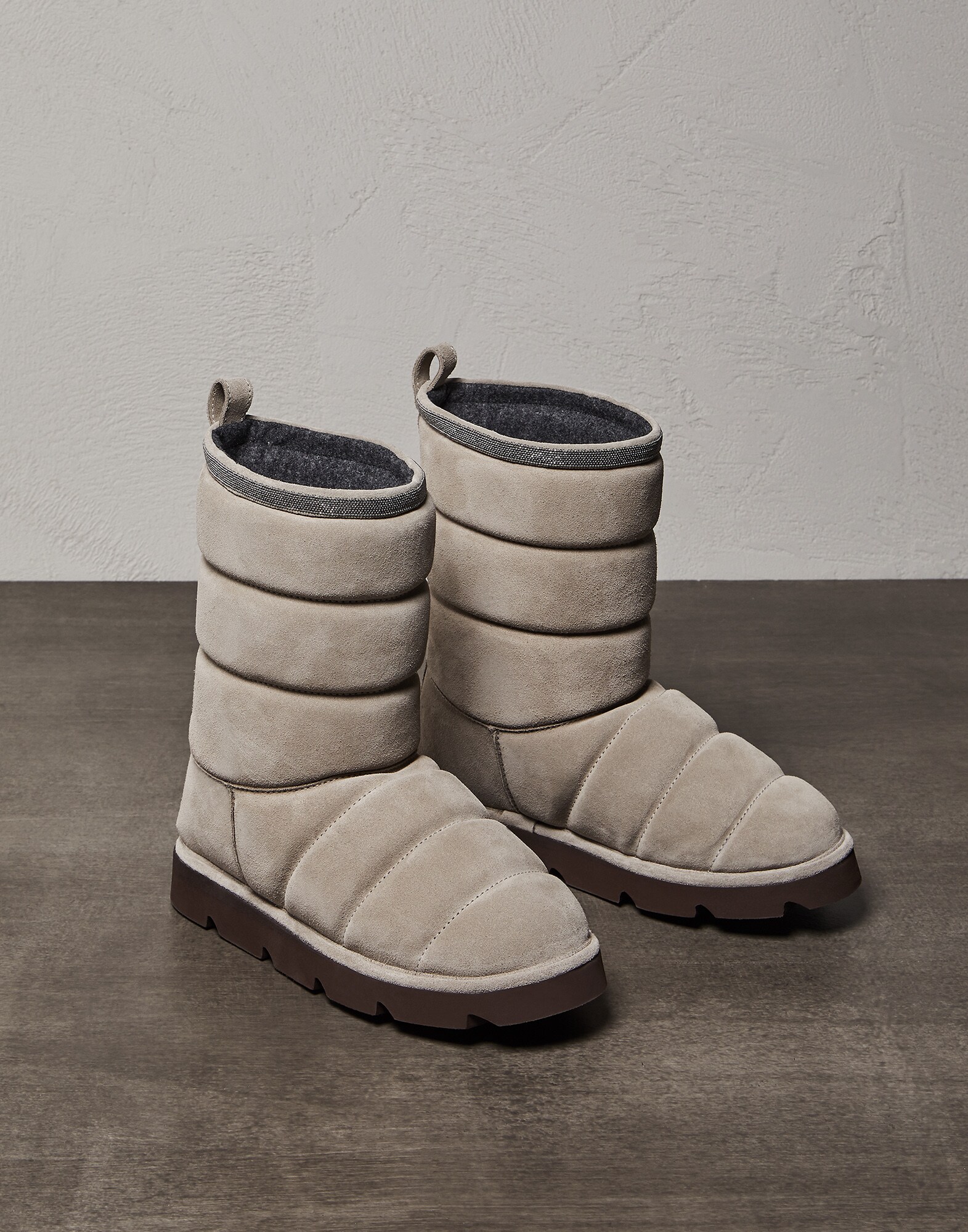 Matelassé boots Light Grey Woman - Brunello Cucinelli