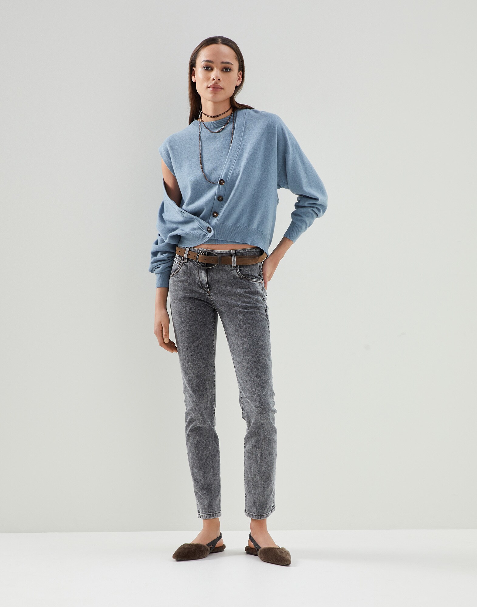 Donna Jeans da Jeans Brunello Cucinelli Pantaloni jeansBrunello Cucinelli in Denim di colore Grigio 