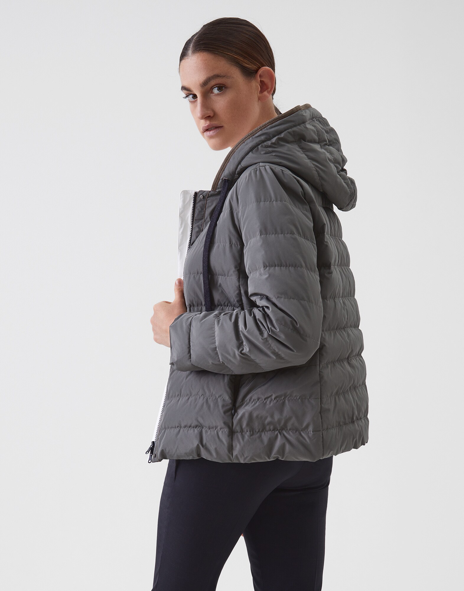 Down Jacket Olive Woman 1 - Brunello Cucinelli