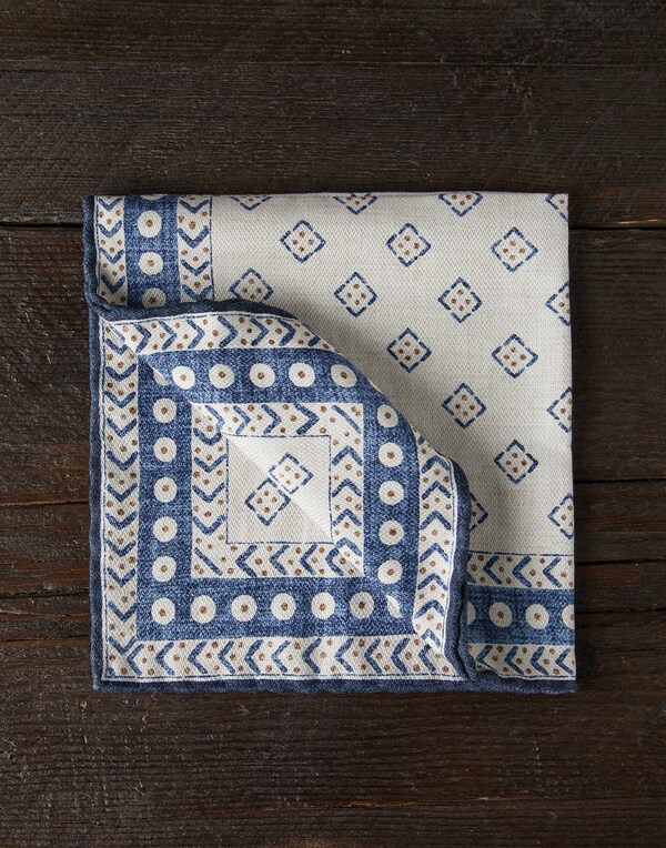 Pocket square with pattern Beige Man - Brunello Cucinelli 