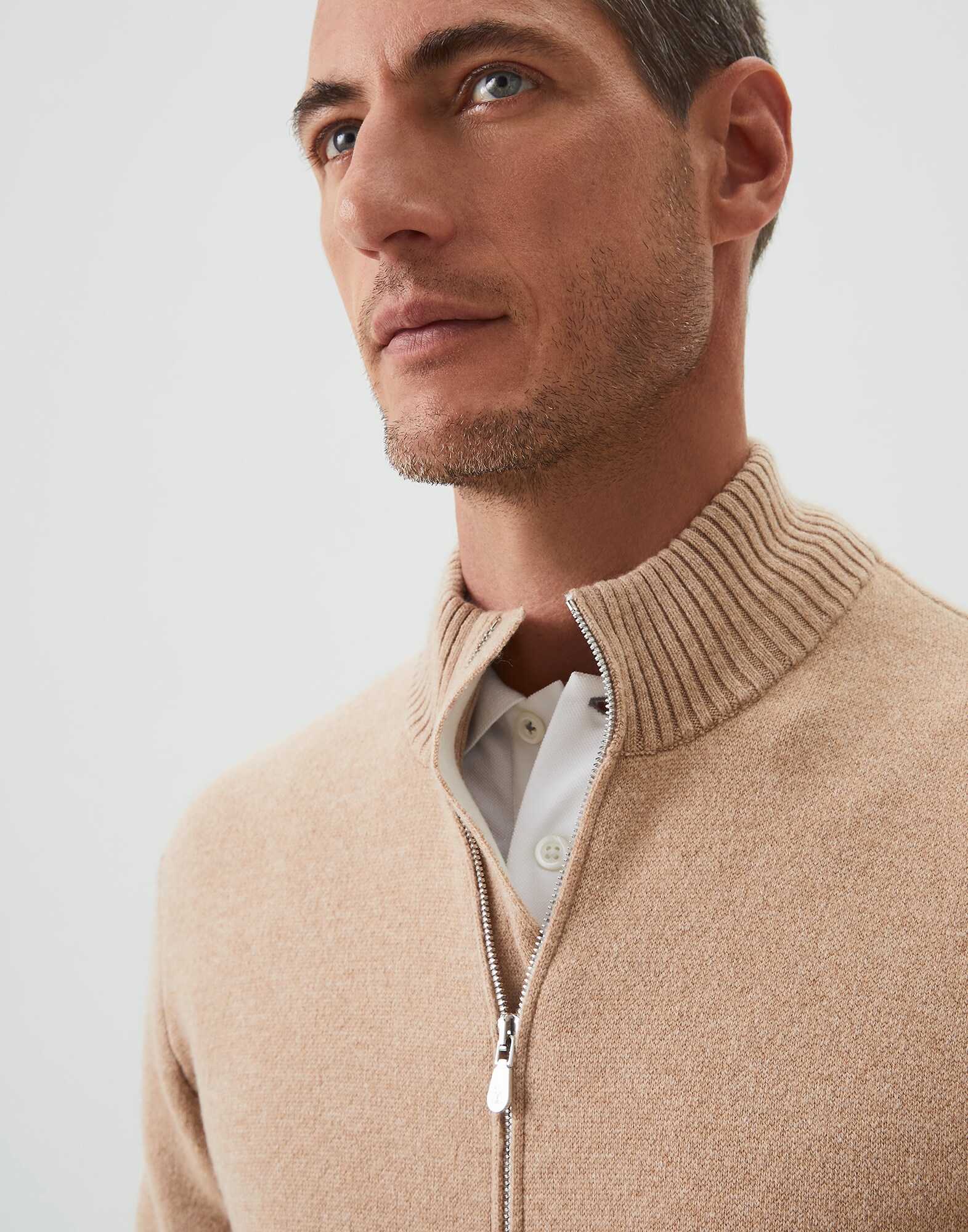 Zip-front Cardigan Biscuit Man 3 - Brunello Cucinelli