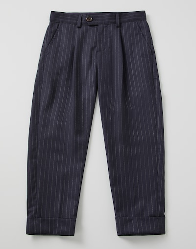 Pantalon en flanelle Bleu Marine Garçon - Brunello Cucinelli 