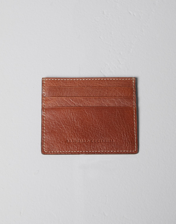 Calfskin card case Brown Man - Brunello Cucinelli
