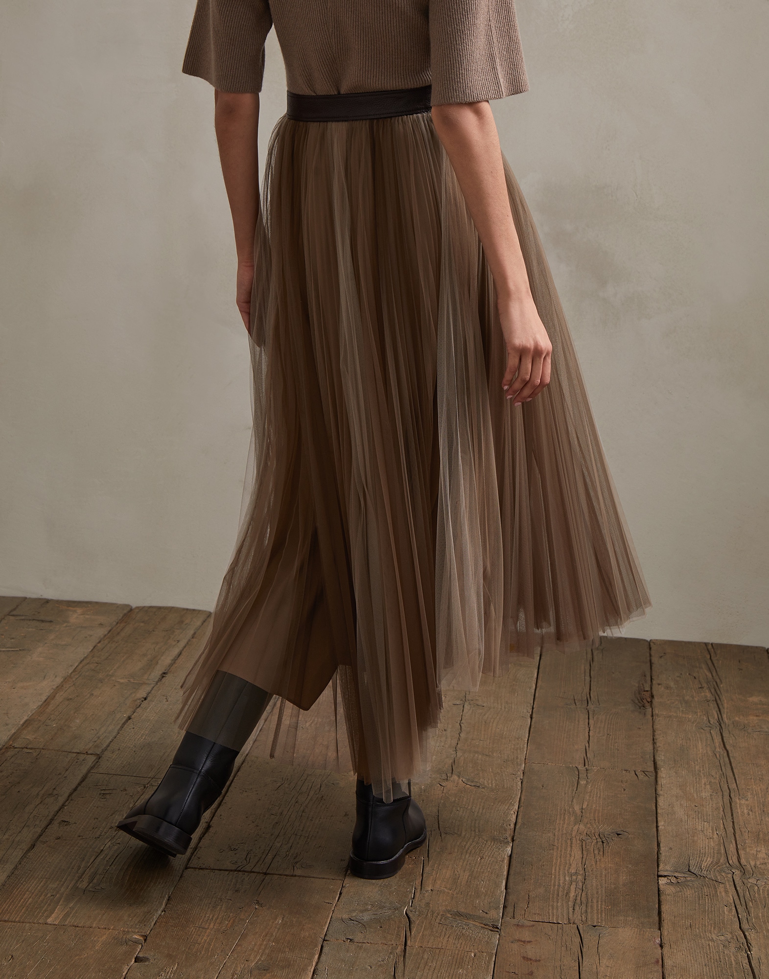 Midi Skirt Light Brown Woman 1 - Brunello Cucinelli