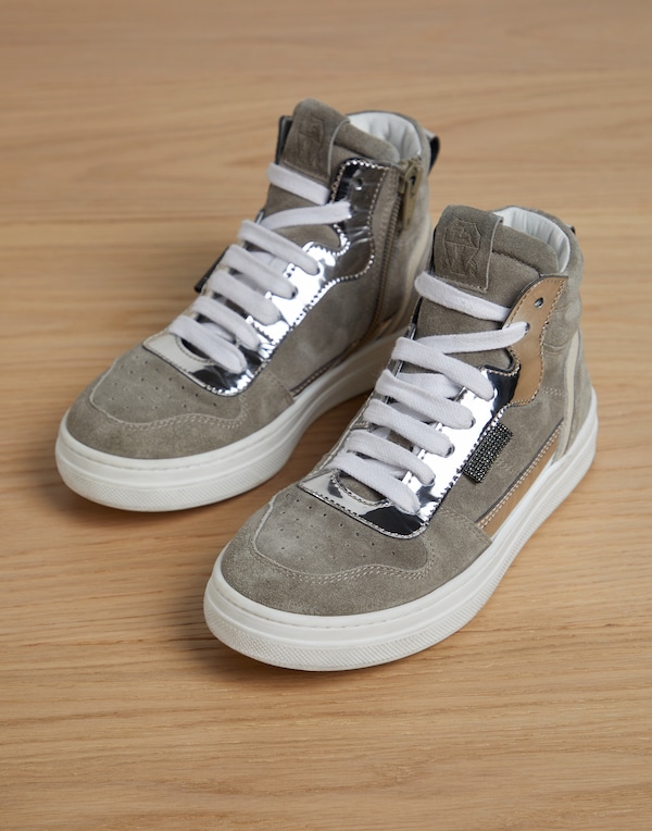 Suede and calfskin sneakers Grey Girl - Brunello Cucinelli 