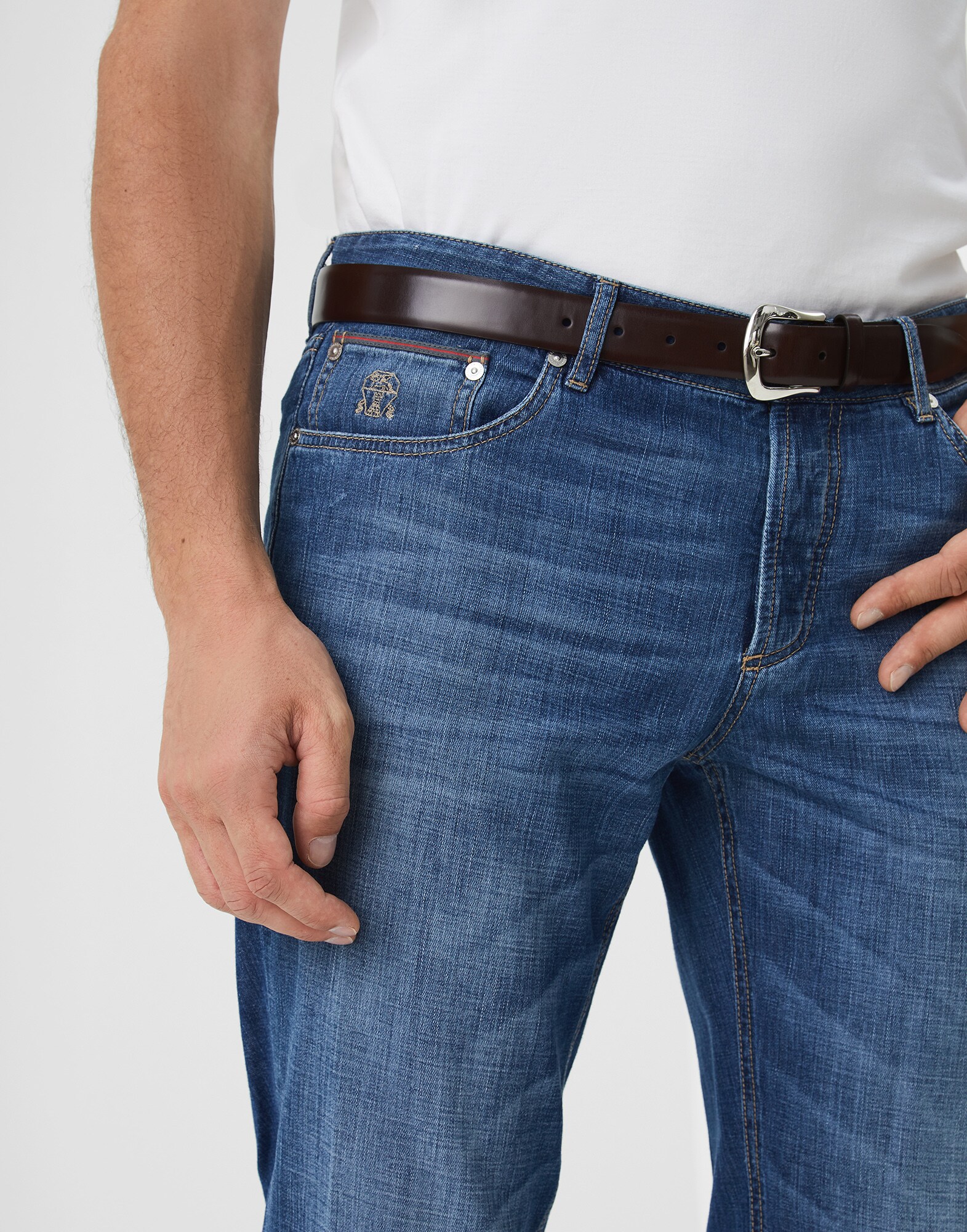 Denim Trousers Medium Denim Man 2 - Brunello Cucinelli